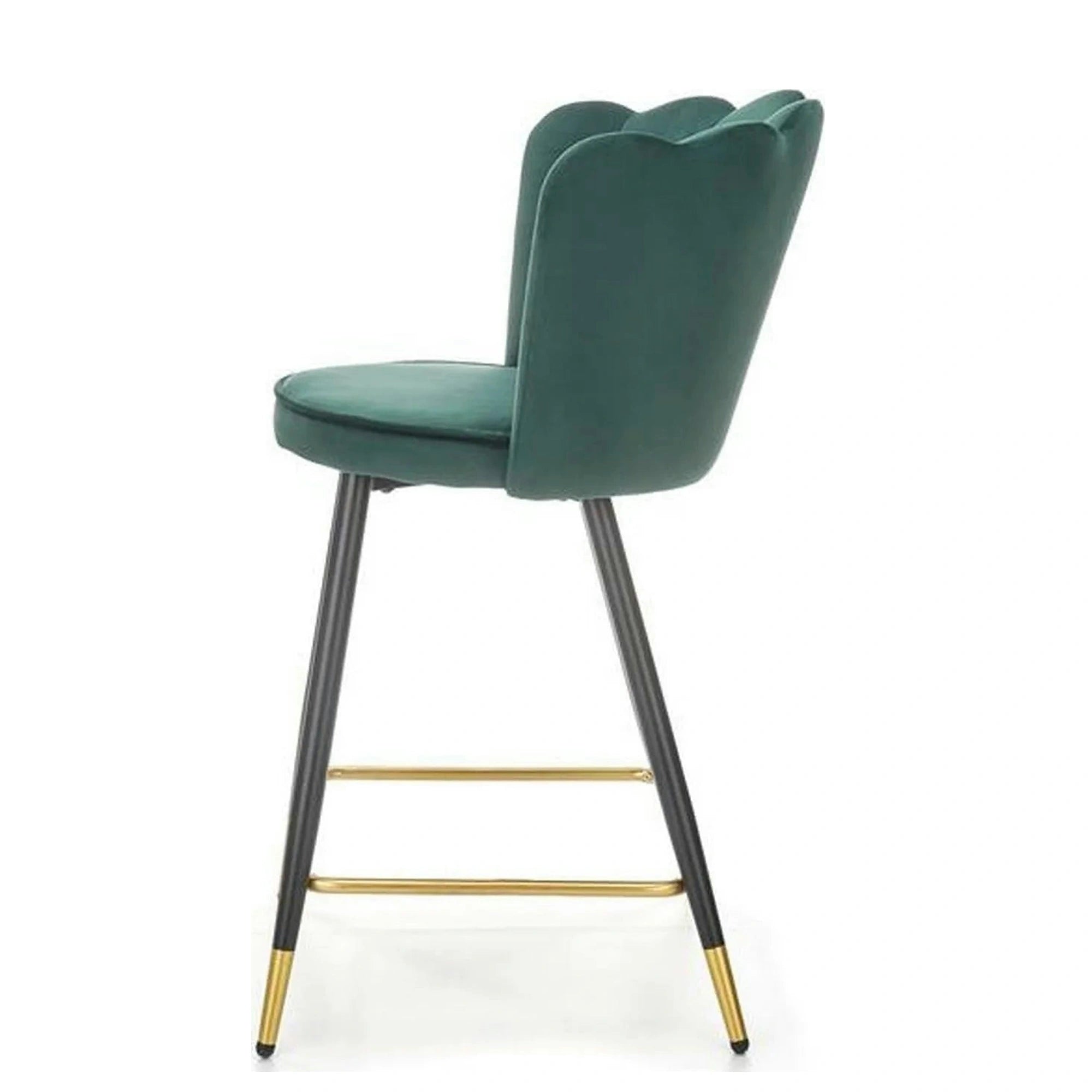 Scaun bar H106, verde/negru, stofa catifelata/otel, 58x58x96 cm