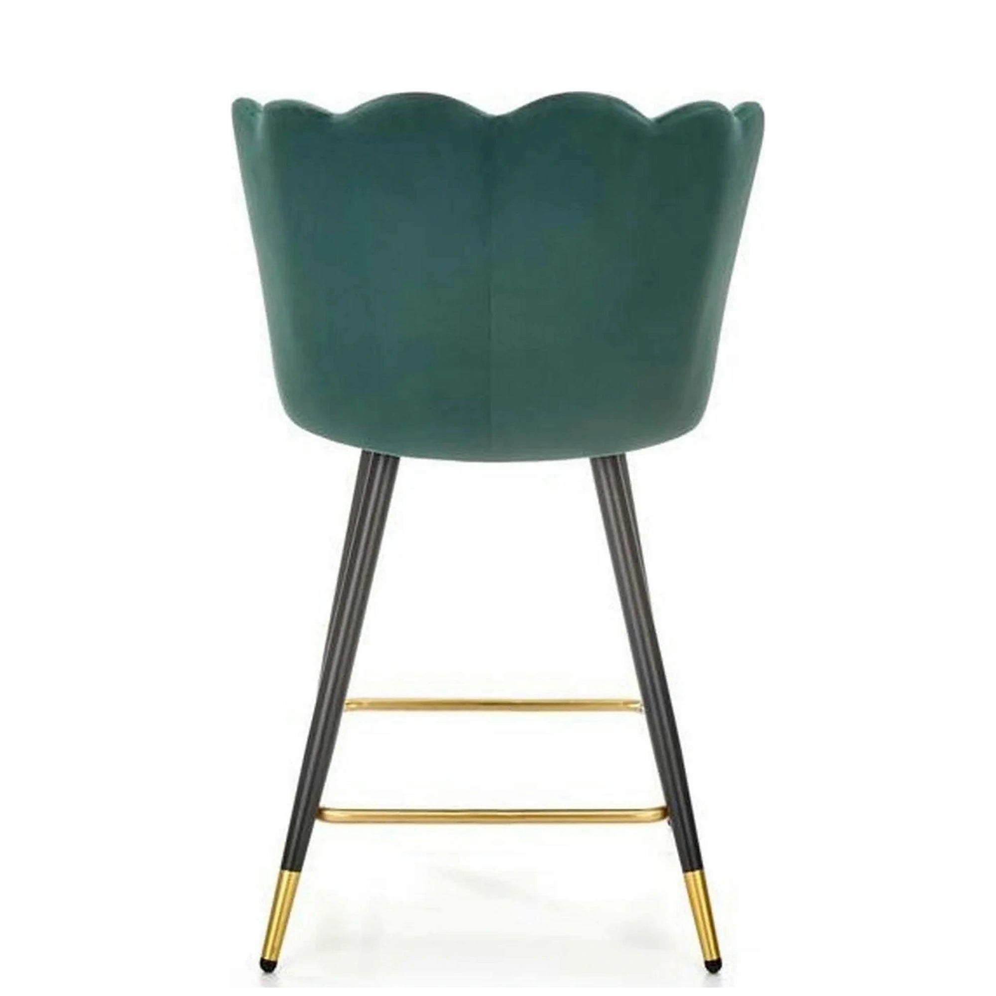 Scaun bar H106, verde/negru, stofa catifelata/otel, 58x58x96 cm