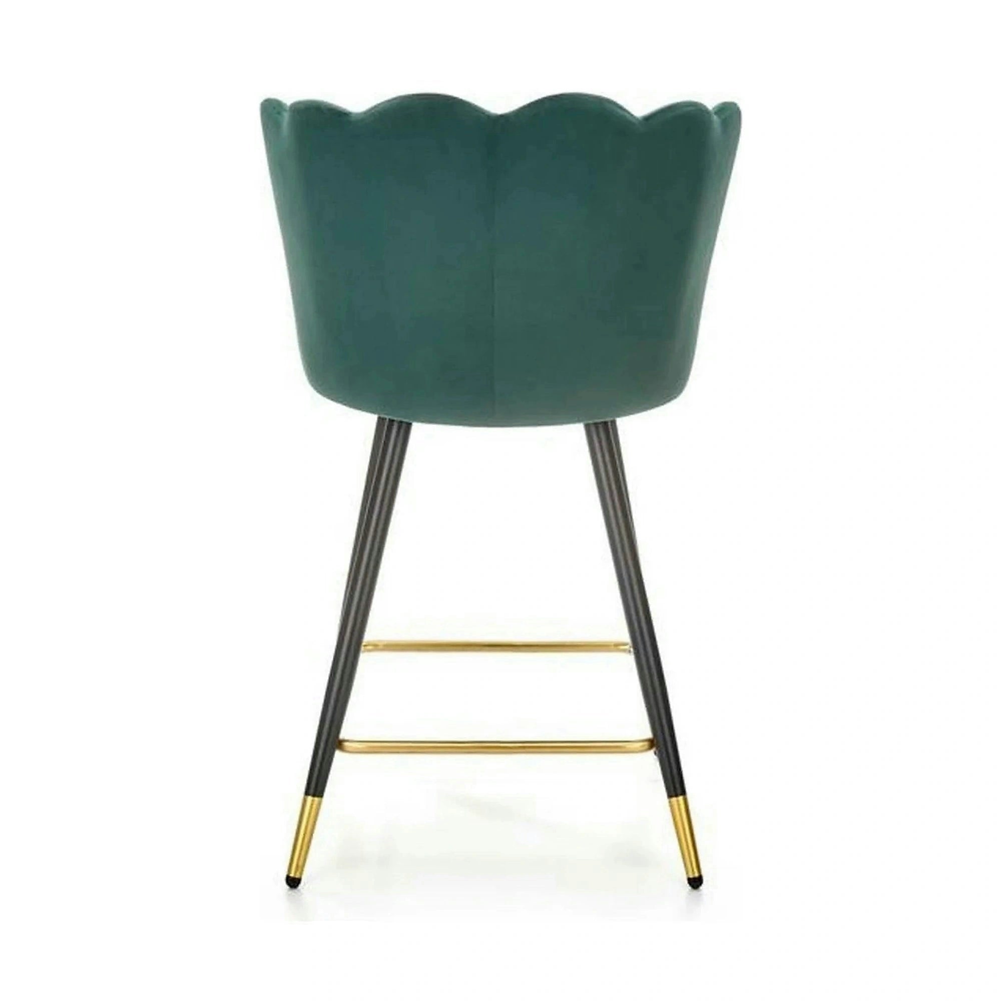 Scaun bar H106, verde/negru, stofa catifelata/otel, 58x58x96 cm