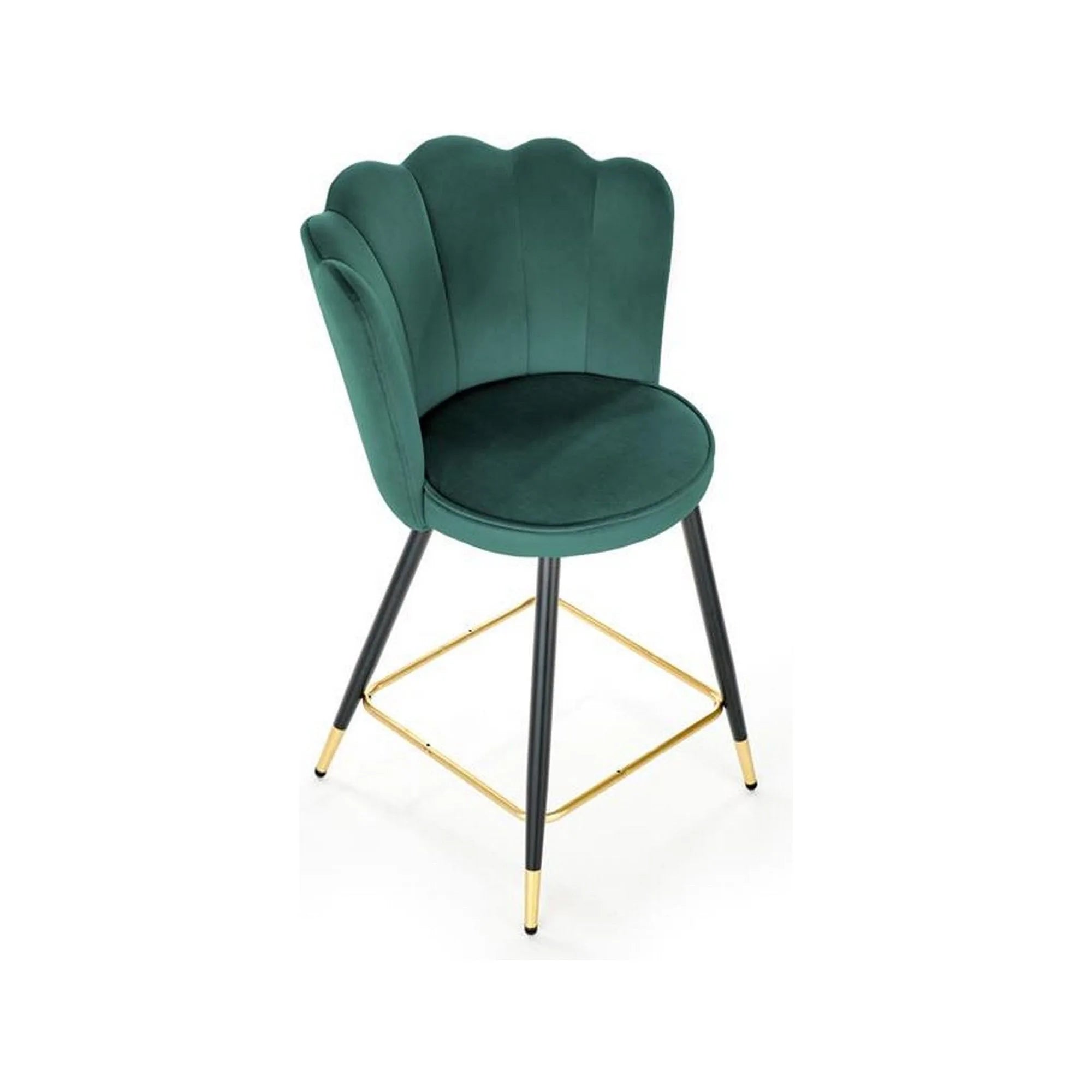 Scaun bar H106, verde/negru, stofa catifelata/otel, 58x58x96 cm