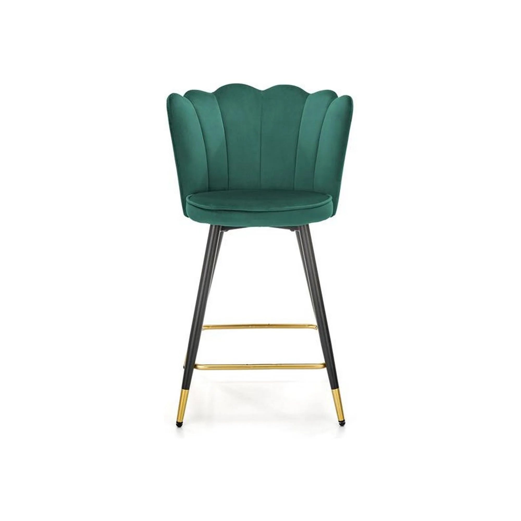 Scaun bar H106, verde/negru, stofa catifelata/otel, 58x58x96 cm