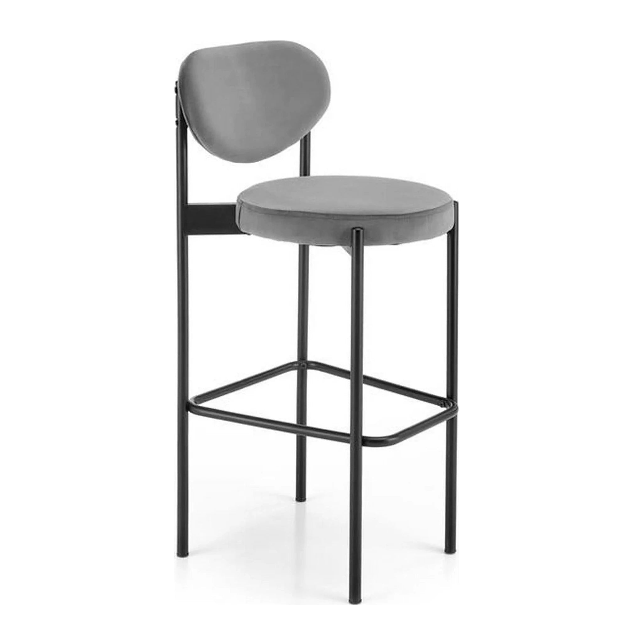 Scaun bar H108, gri - Bluvel 14/negru, stofa catifelata/otel, 42x48x92 cm