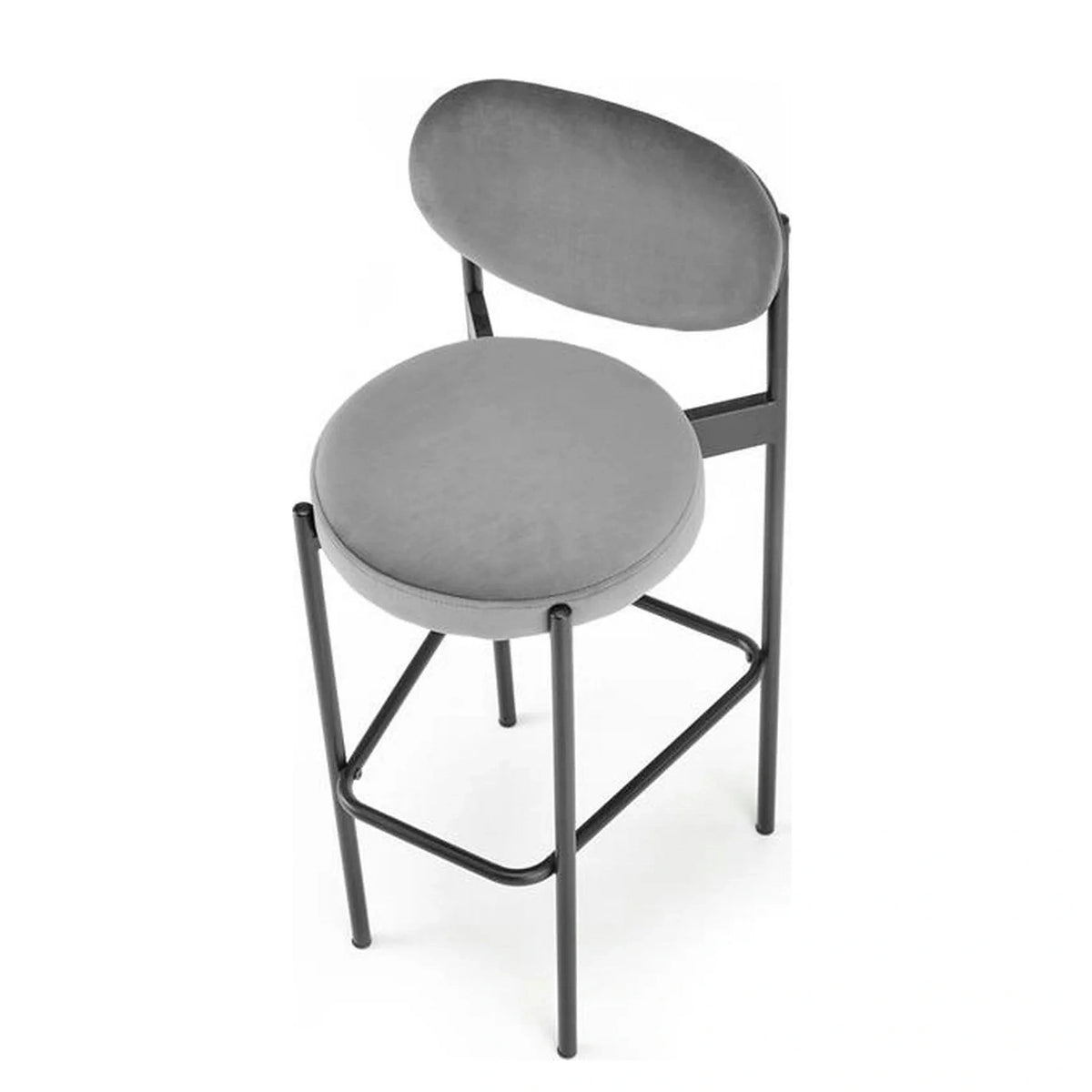 Scaun bar H108, gri - Bluvel 14/negru, stofa catifelata/otel, 42x48x92 cm