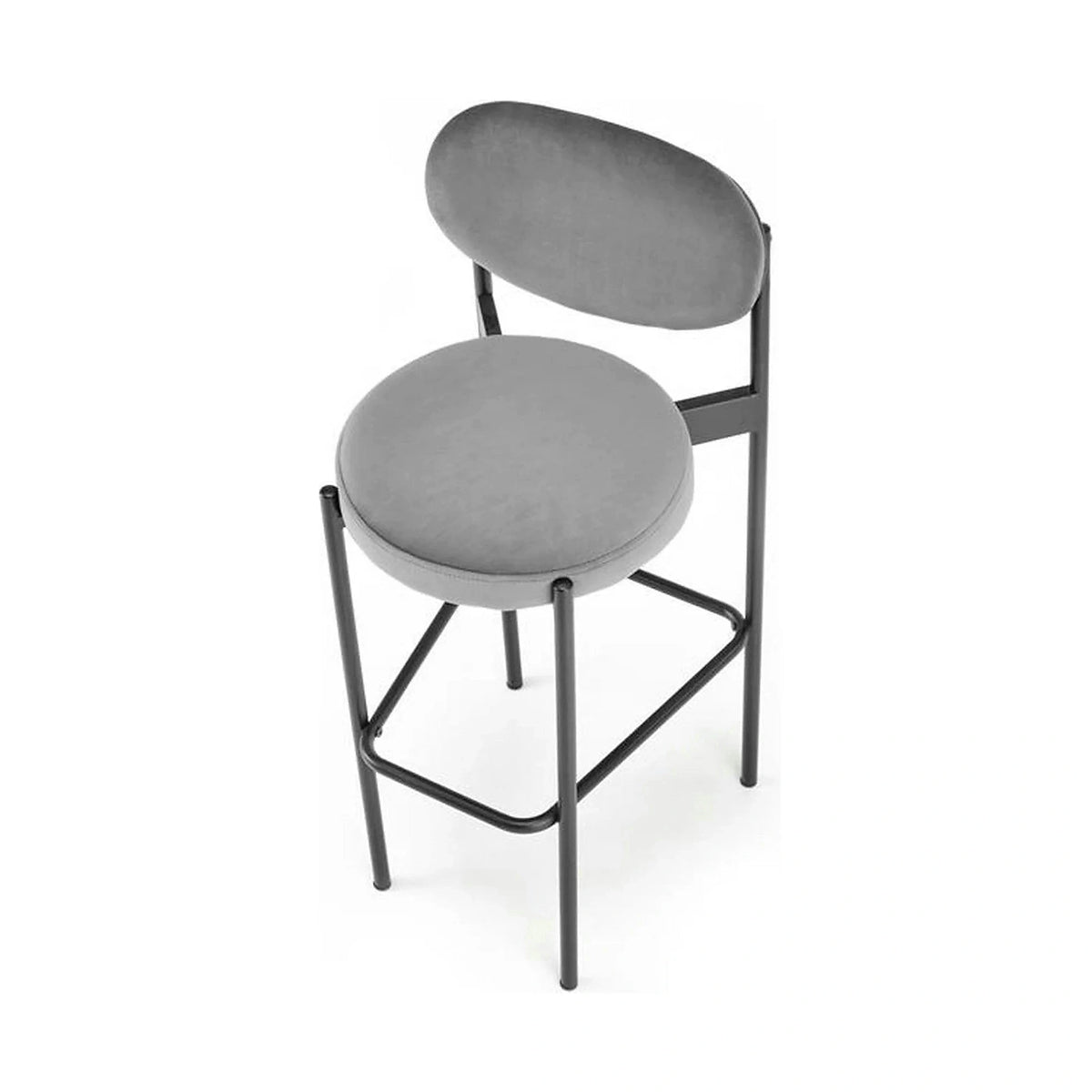 Scaun bar H108, gri - Bluvel 14/negru, stofa catifelata/otel, 42x48x92 cm