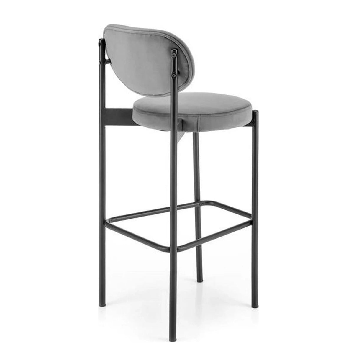 Scaun bar H108, gri - Bluvel 14/negru, stofa catifelata/otel, 42x48x92 cm