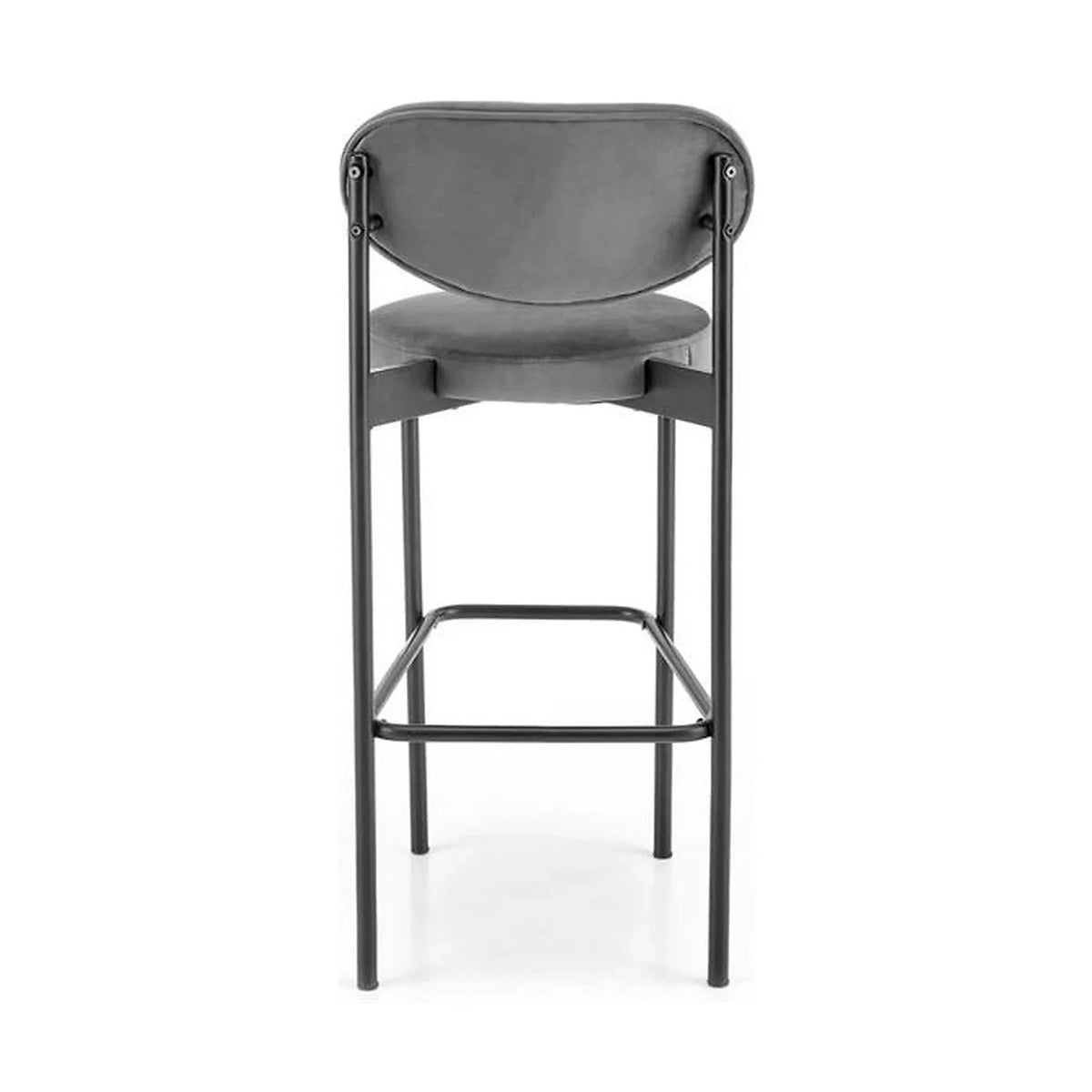 Scaun bar H108, gri - Bluvel 14/negru, stofa catifelata/otel, 42x48x92 cm