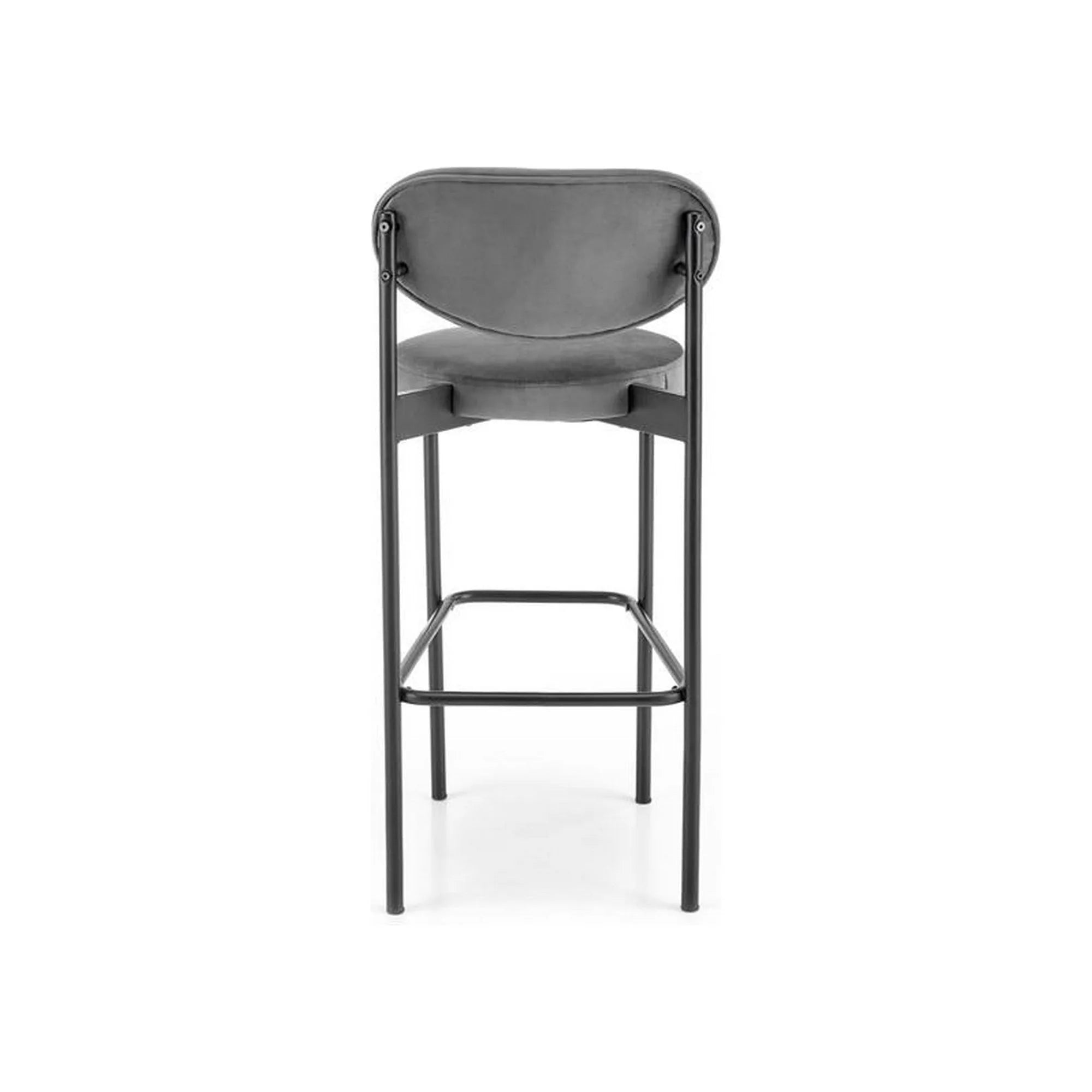 Scaun bar H108, gri - Bluvel 14/negru, stofa catifelata/otel, 42x48x92 cm