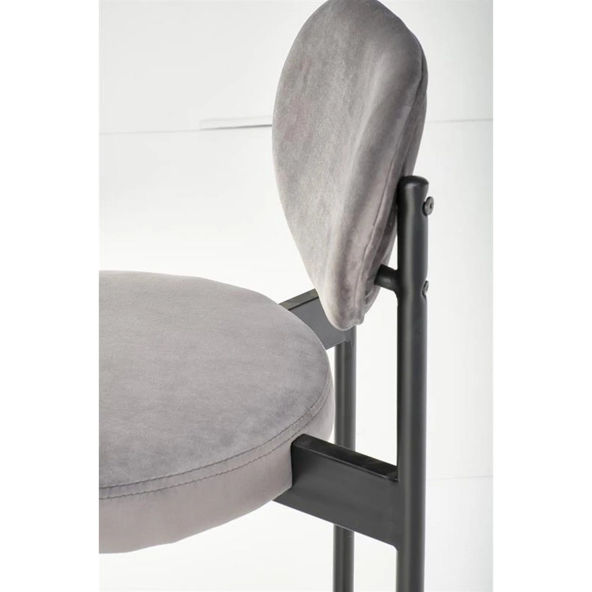 Scaun bar H108, gri - Bluvel 14/negru, stofa catifelata/otel, 42x48x92 cm