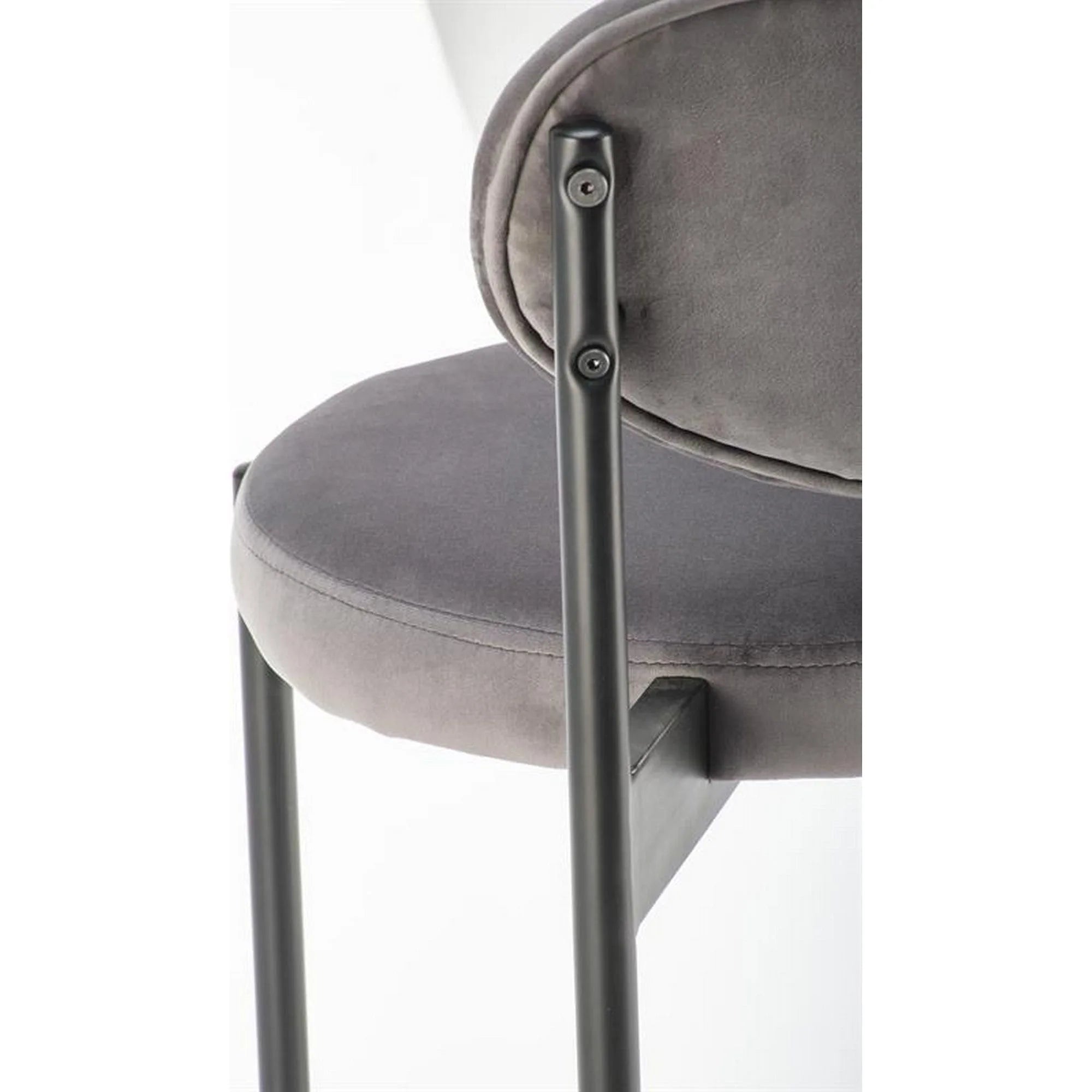 Scaun bar H108, gri - Bluvel 14/negru, stofa catifelata/otel, 42x48x92 cm