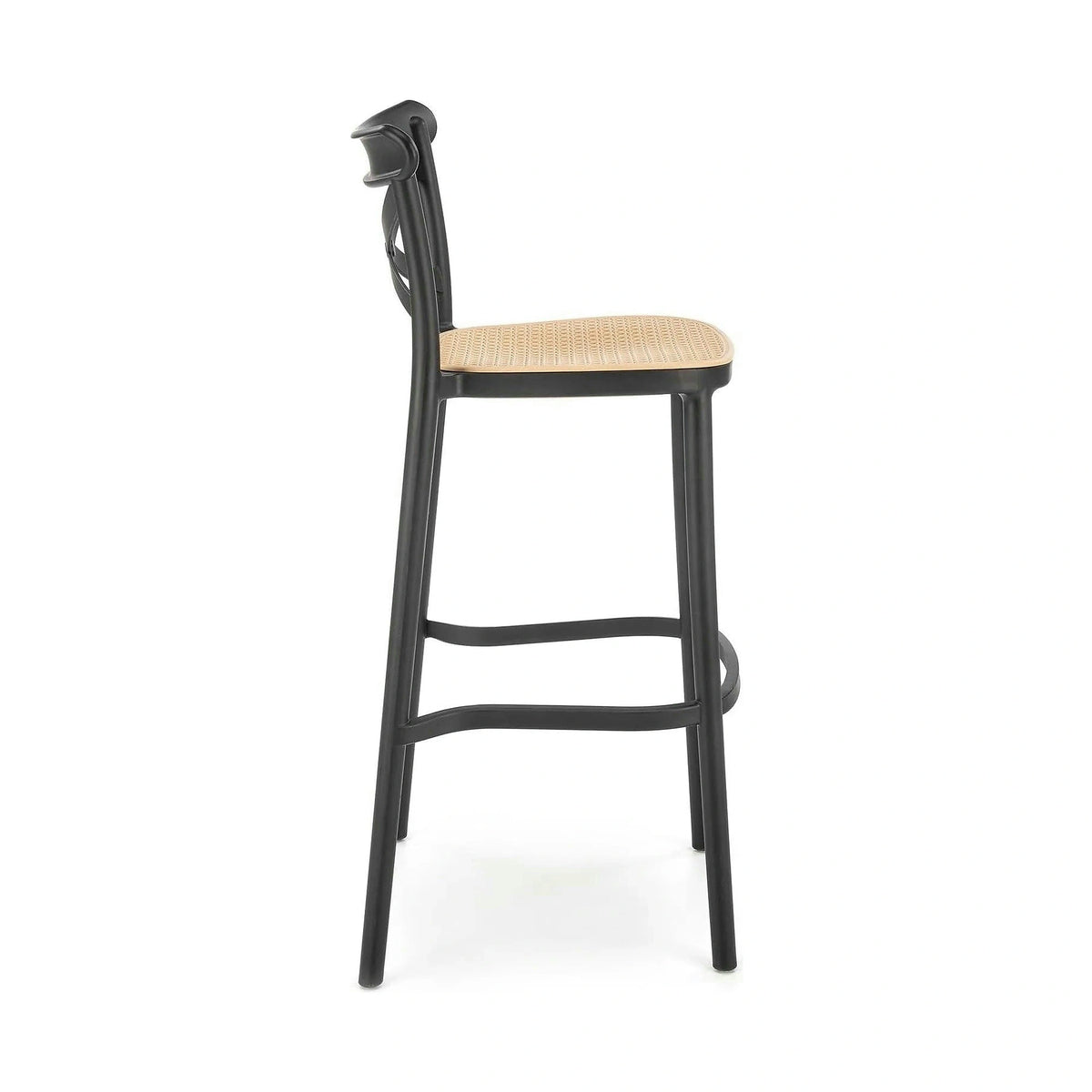 Scaun bar H111, crem/negru, polipropilena, 47x47x103 cm
