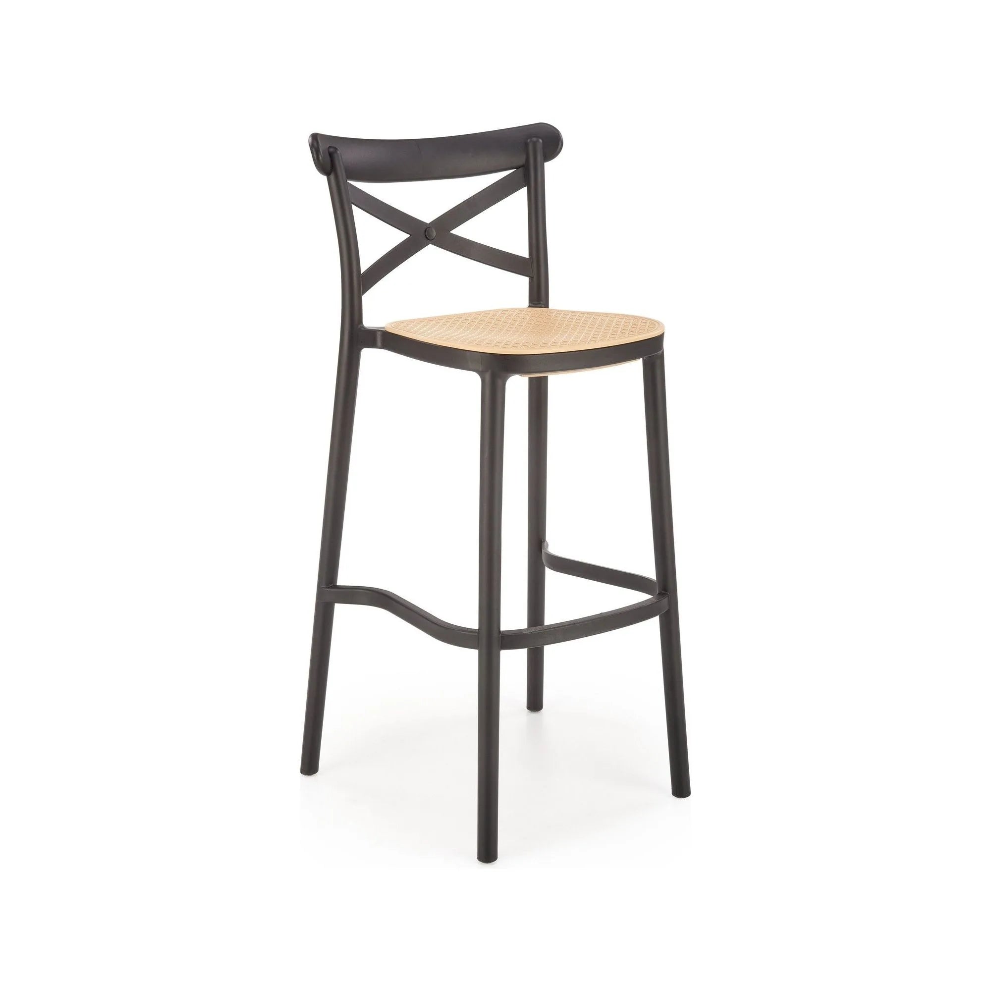 Scaun bar H111, crem/negru, polipropilena, 47x47x103 cm