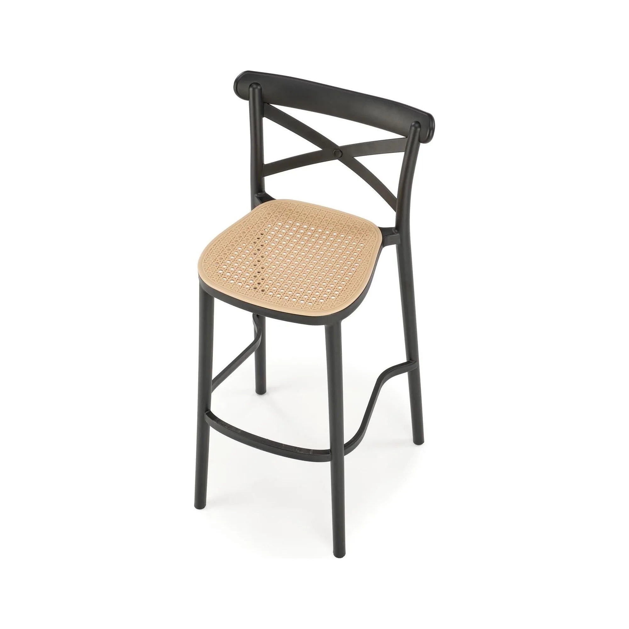 Scaun bar H111, crem/negru, polipropilena, 47x47x103 cm