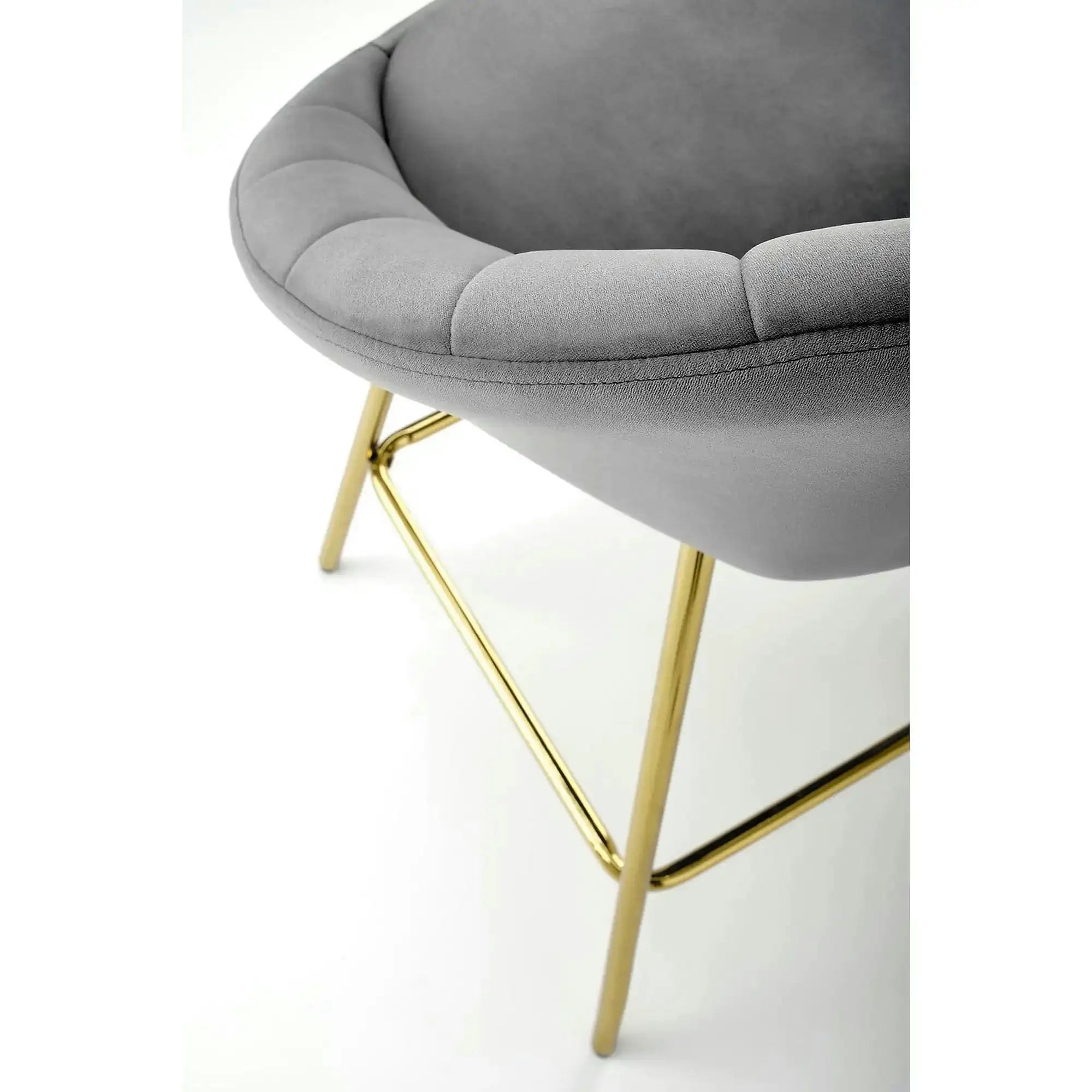 Scaun bar H112, gri/auriu, stofa catifelata/otel, 58x52x87 cm