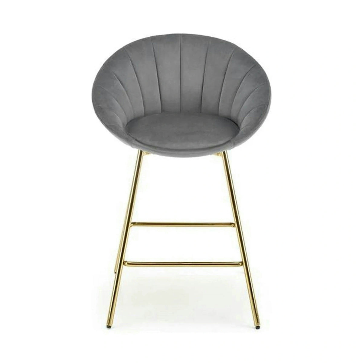 Scaun bar H112, gri/auriu, stofa catifelata/otel, 58x52x87 cm