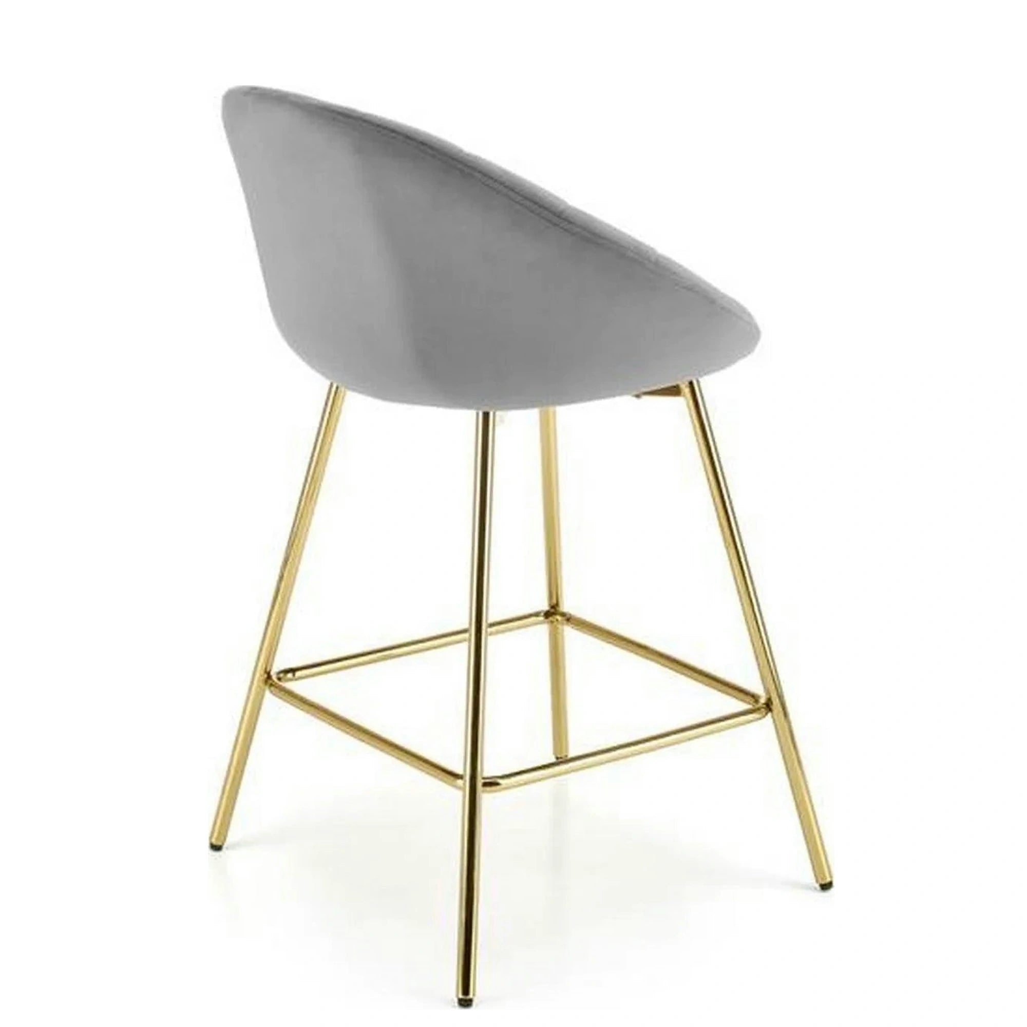 Scaun bar H112, gri/auriu, stofa catifelata/otel, 58x52x87 cm