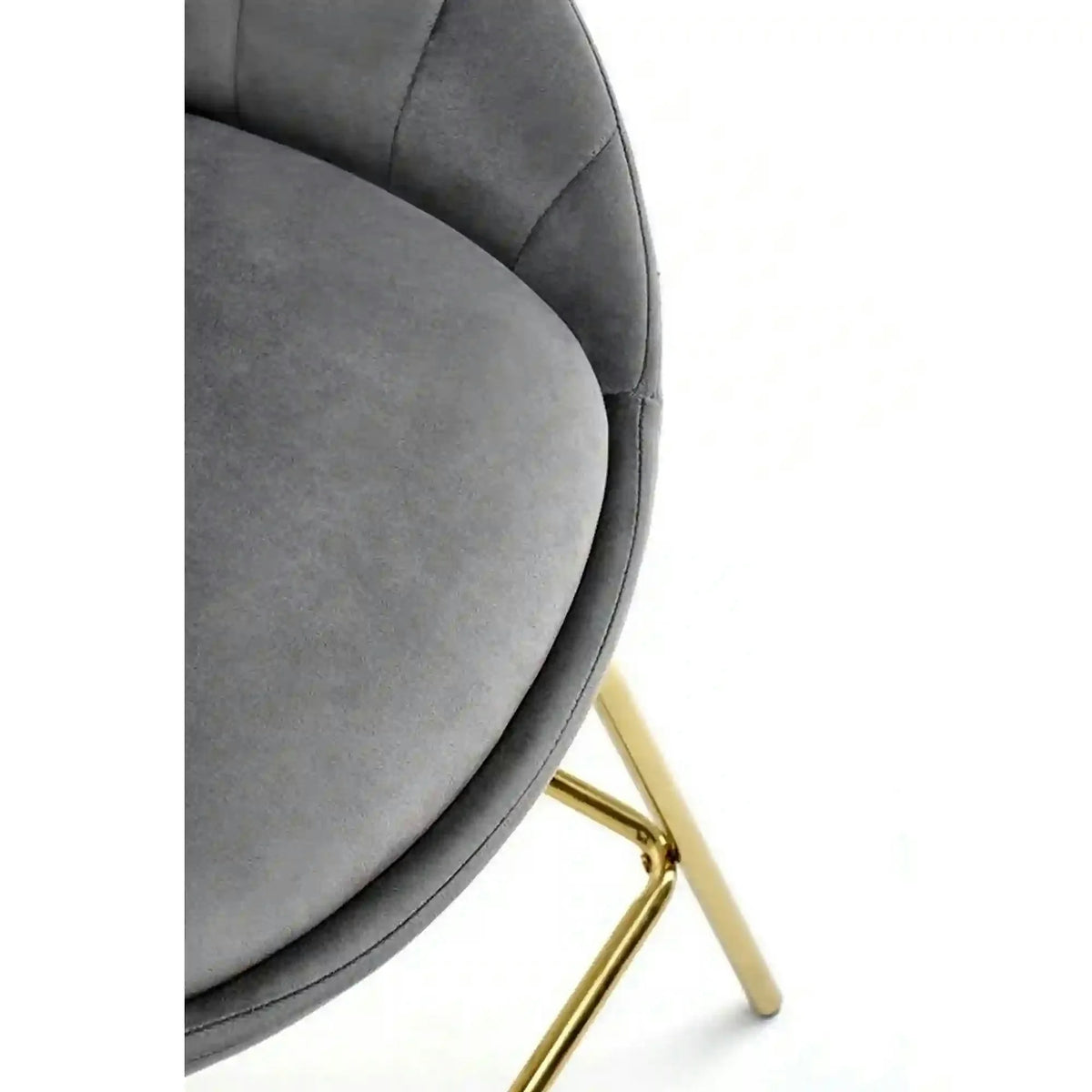 Scaun bar H112, gri/auriu, stofa catifelata/otel, 58x52x87 cm