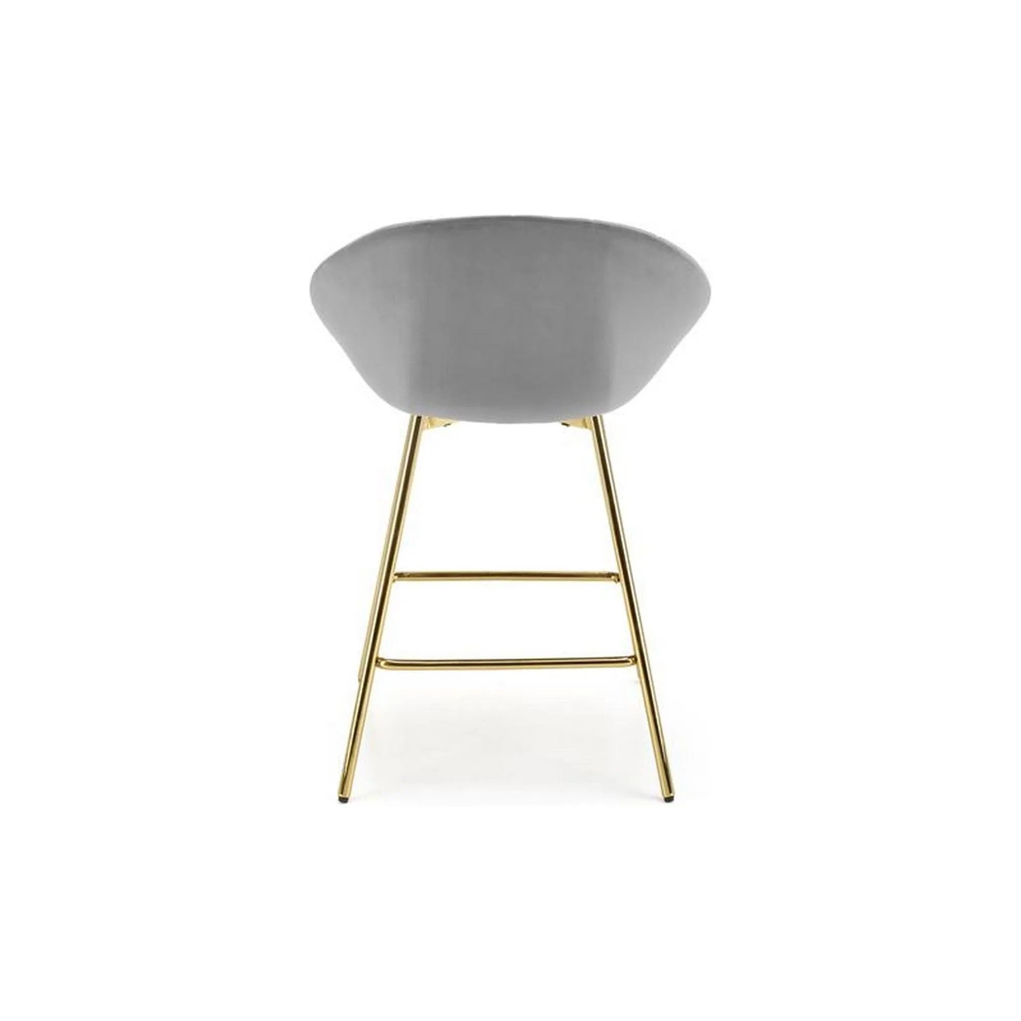 Scaun bar H112, gri/auriu, stofa catifelata/otel, 58x52x87 cm