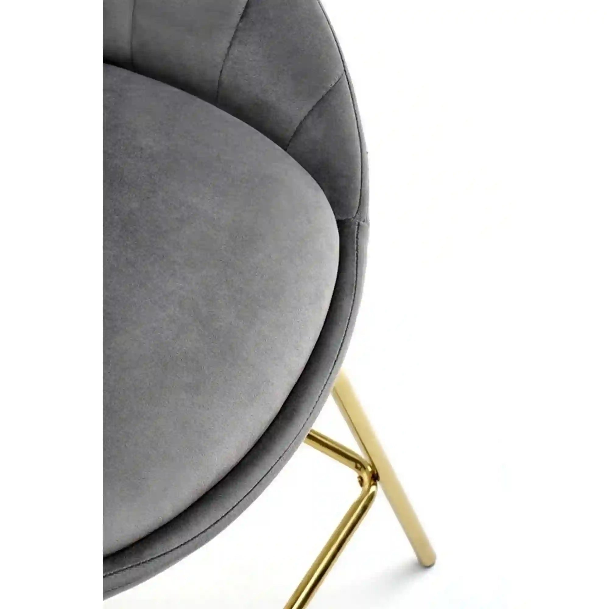 Scaun bar H112, gri/auriu, stofa catifelata/otel, 58x52x87 cm