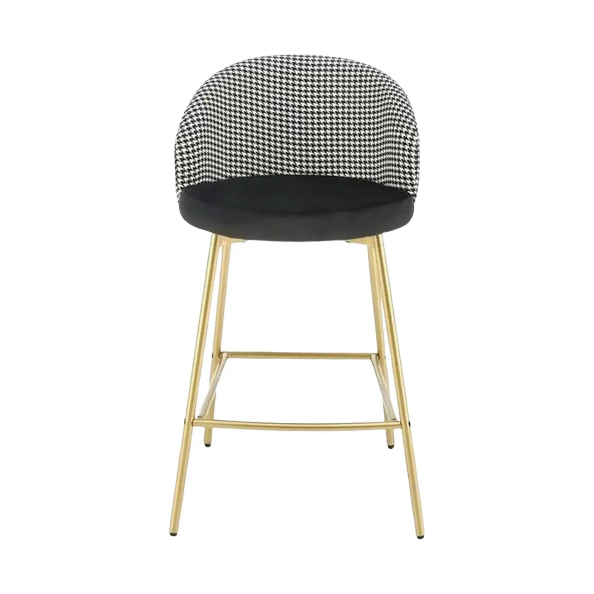 Scaun bar H113, negru/gri/auriu, stofa catifelata/otel, 47x55x85 cm