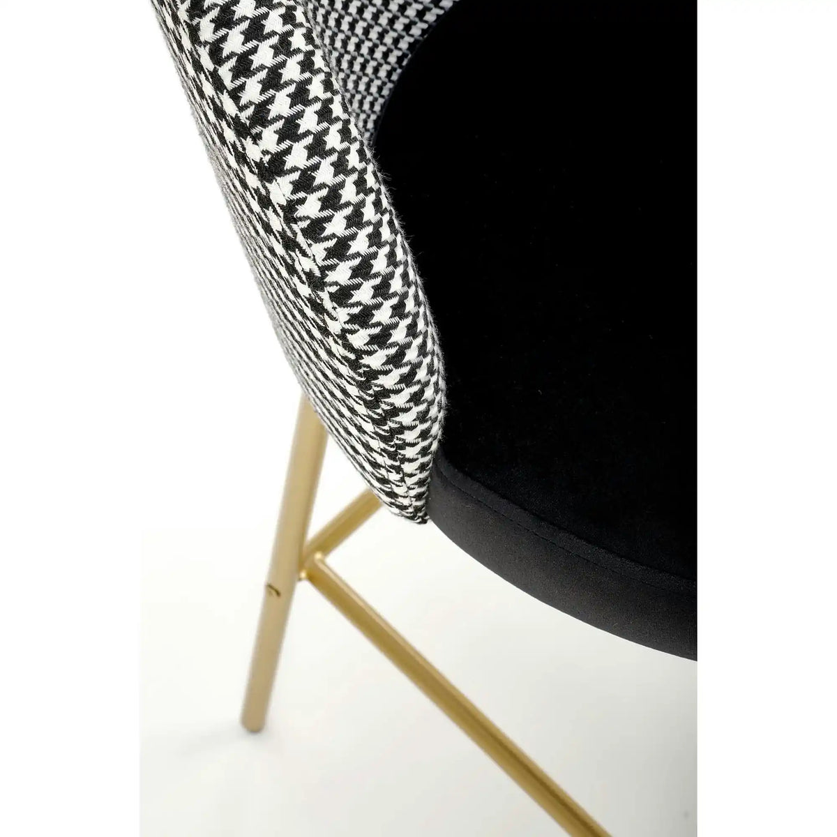 Scaun bar H113, negru/gri/auriu, stofa catifelata/otel, 47x55x85 cm