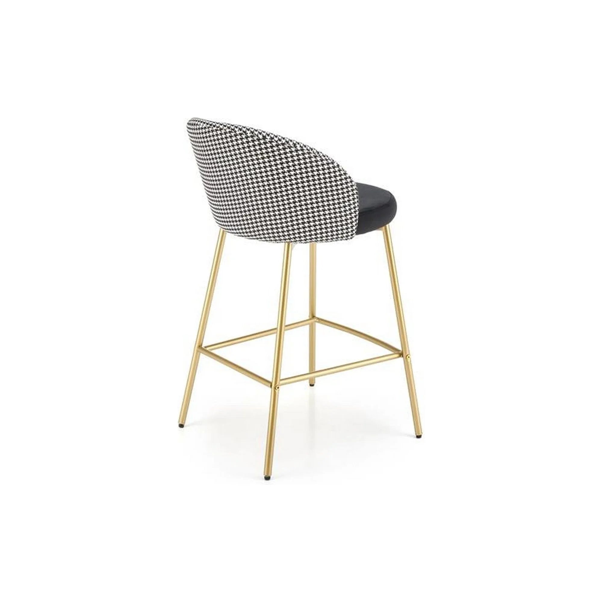 Scaun bar H113, negru/gri/auriu, stofa catifelata/otel, 47x55x85 cm