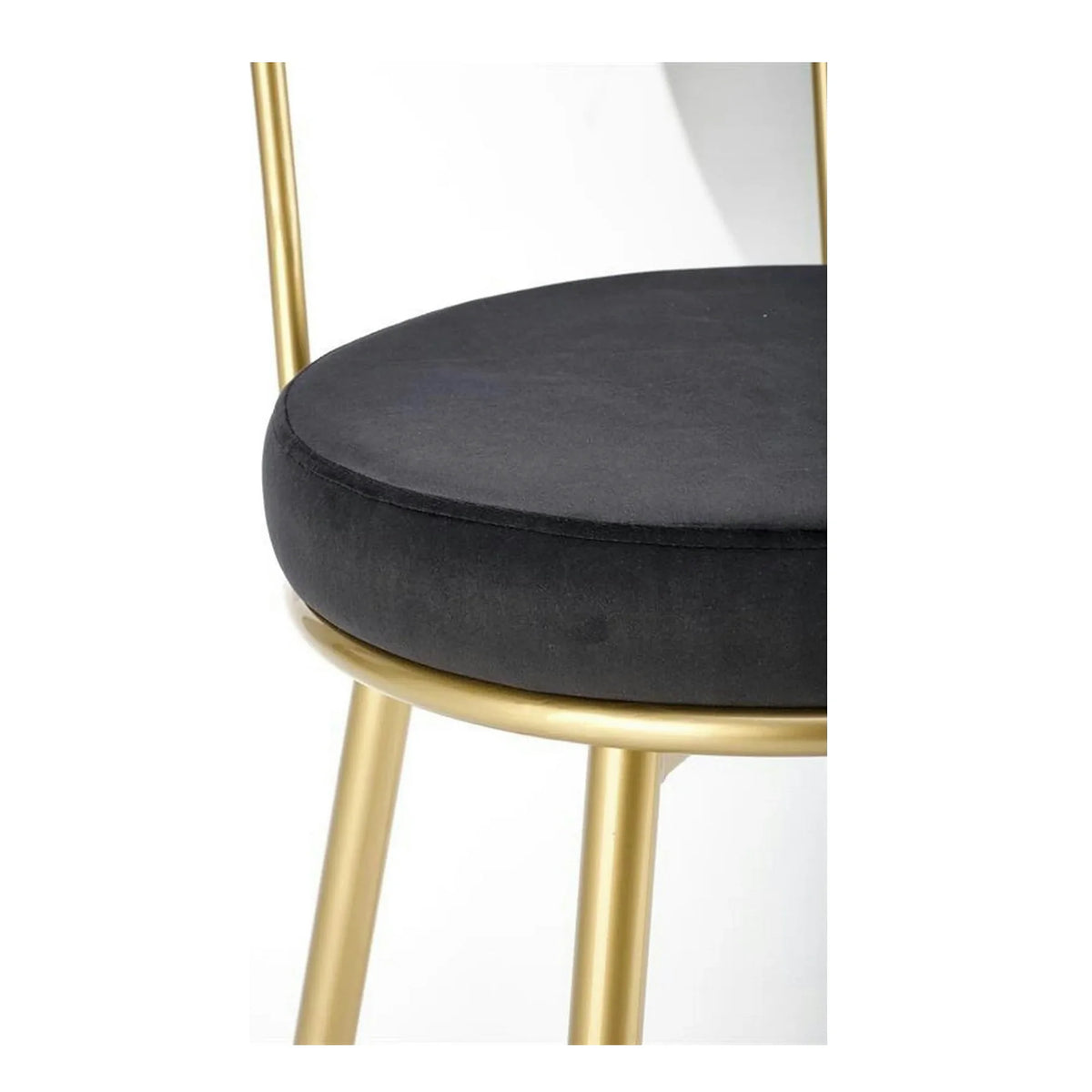 Scaun bar H115, negru/auriu, stofa catifelata/otel, 45x54x90 cm