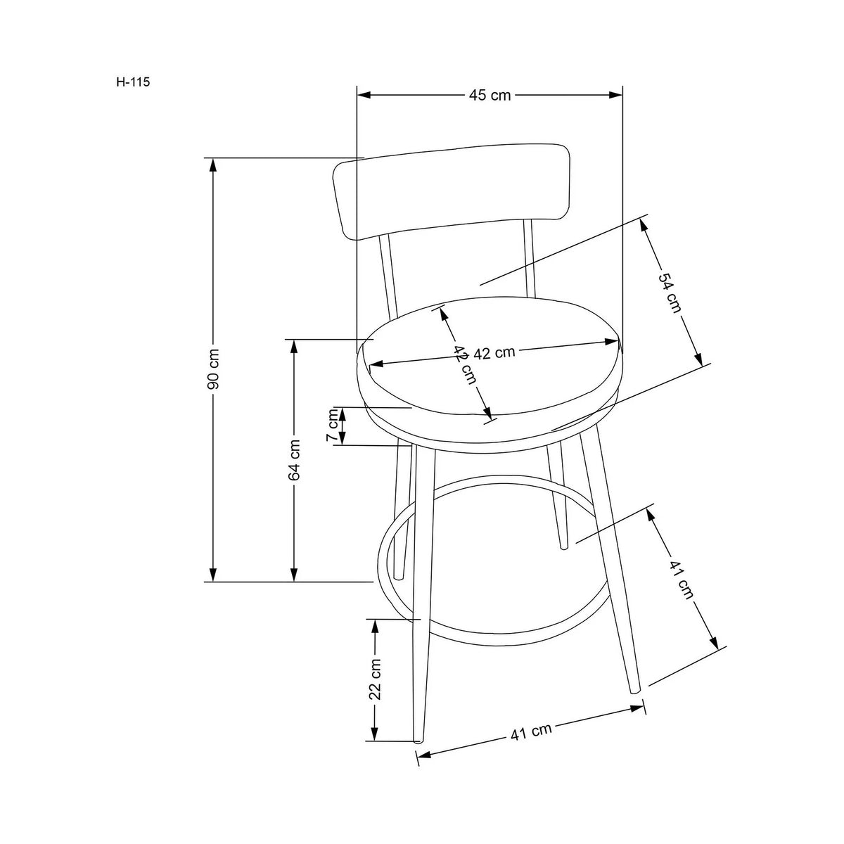 Scaun bar H115, negru/auriu, stofa catifelata/otel, 45x54x90 cm
