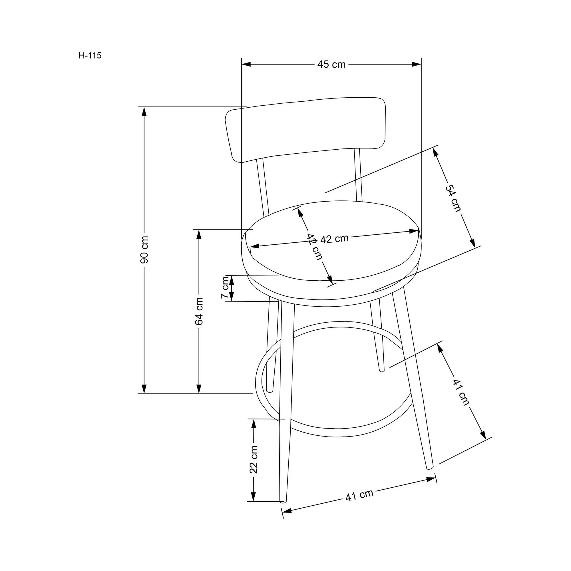 Scaun bar H115, negru/auriu, stofa catifelata/otel, 45x54x90 cm