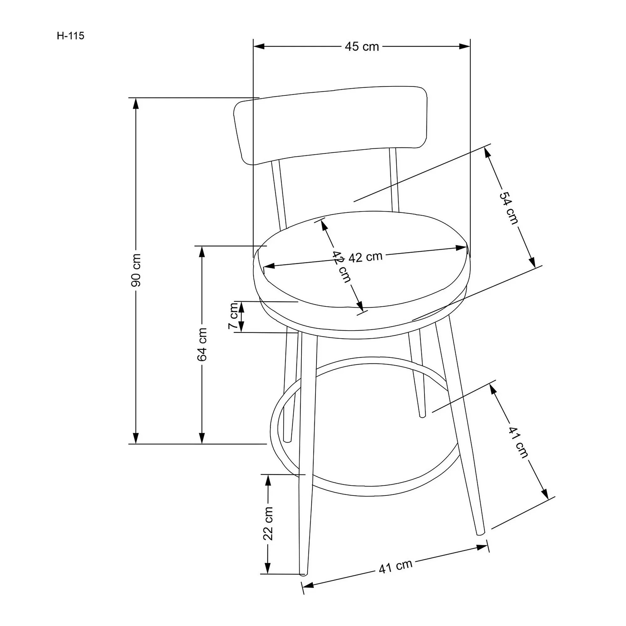 Scaun bar H115, negru/auriu, stofa catifelata/otel, 45x54x90 cm