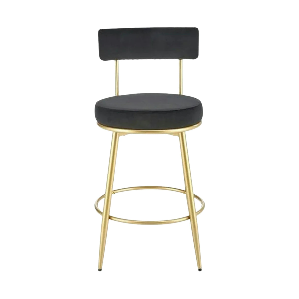 Scaun bar H115, negru/auriu, stofa catifelata/otel, 45x54x90 cm