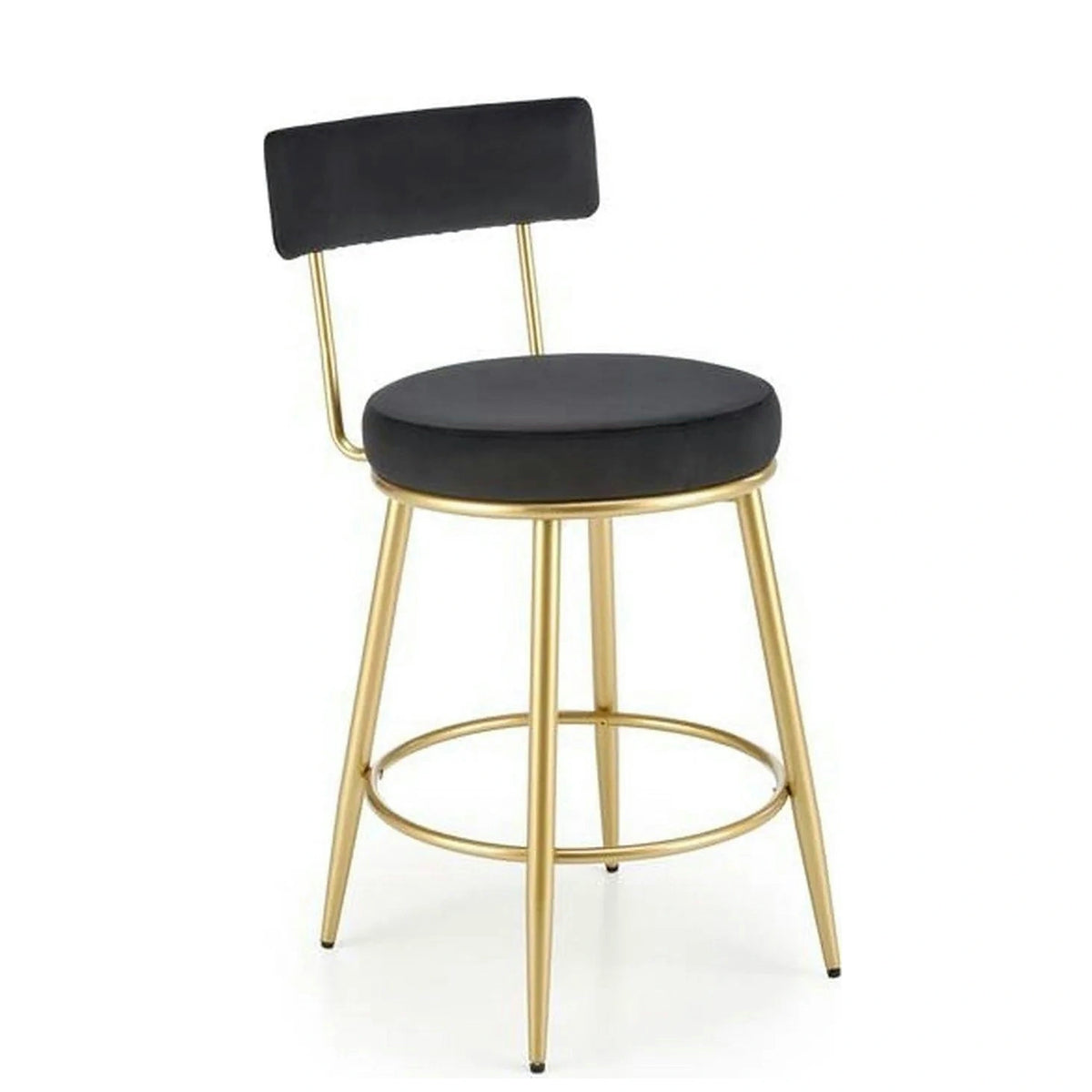 Scaun bar H115, negru/auriu, stofa catifelata/otel, 45x54x90 cm