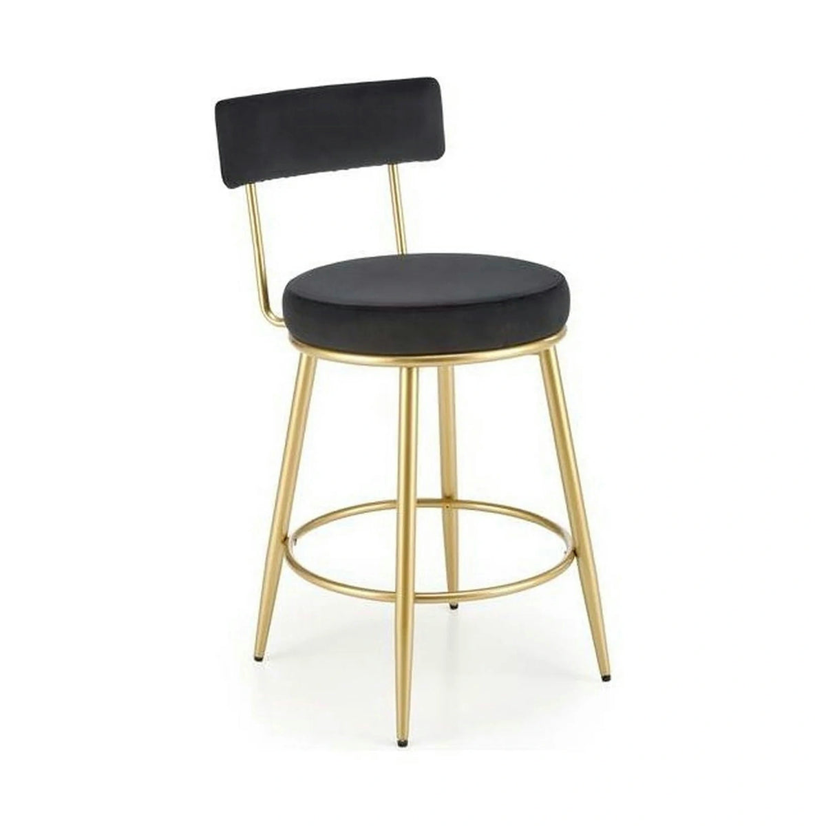 Scaun bar H115, negru/auriu, stofa catifelata/otel, 45x54x90 cm