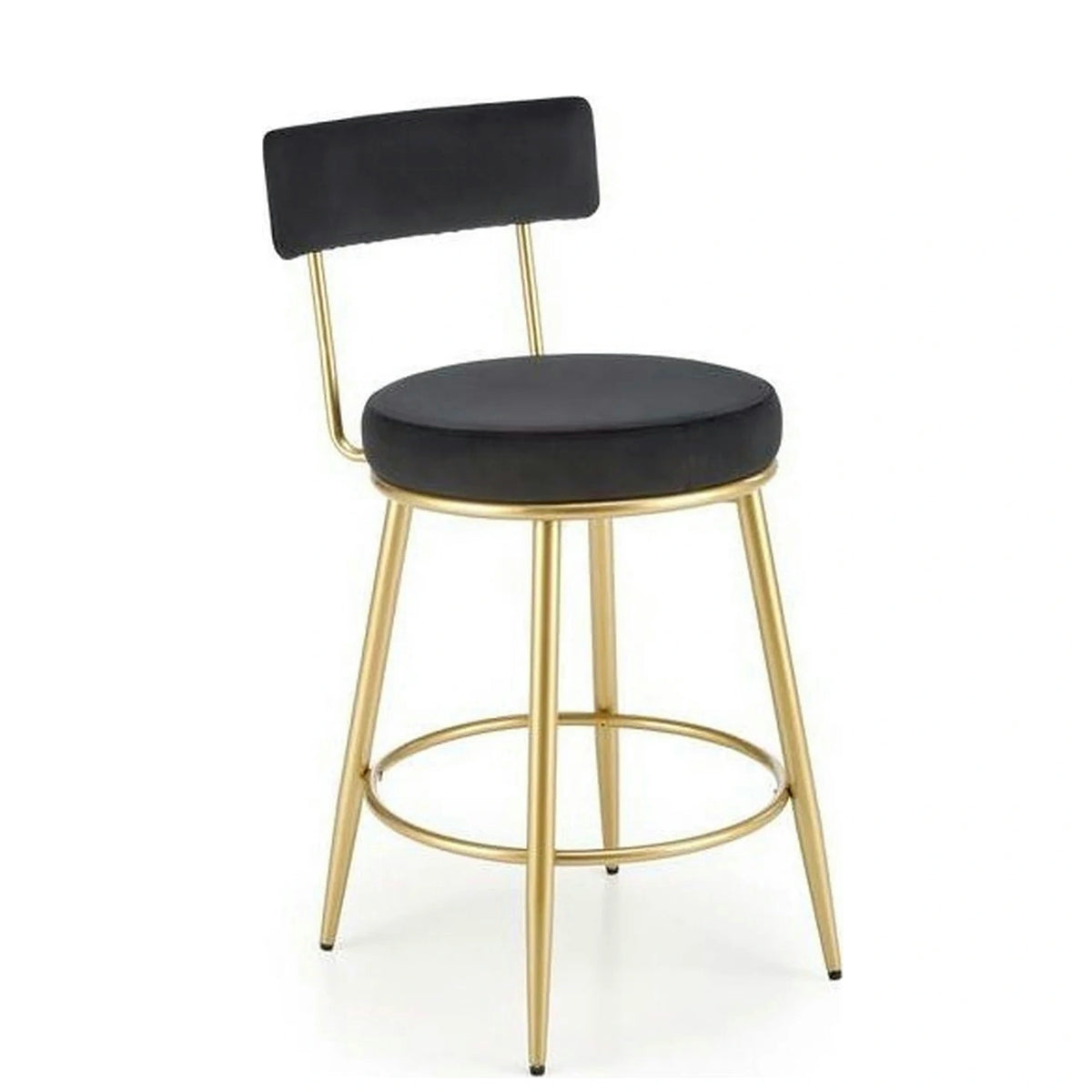 Scaun bar H115, negru/auriu, stofa catifelata/otel, 45x54x90 cm