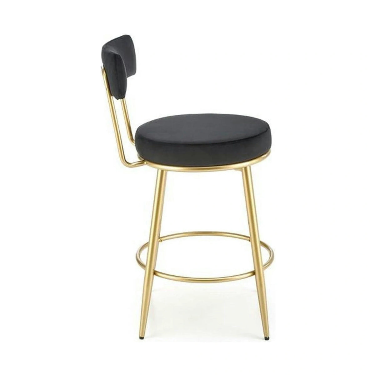 Scaun bar H115, negru/auriu, stofa catifelata/otel, 45x54x90 cm