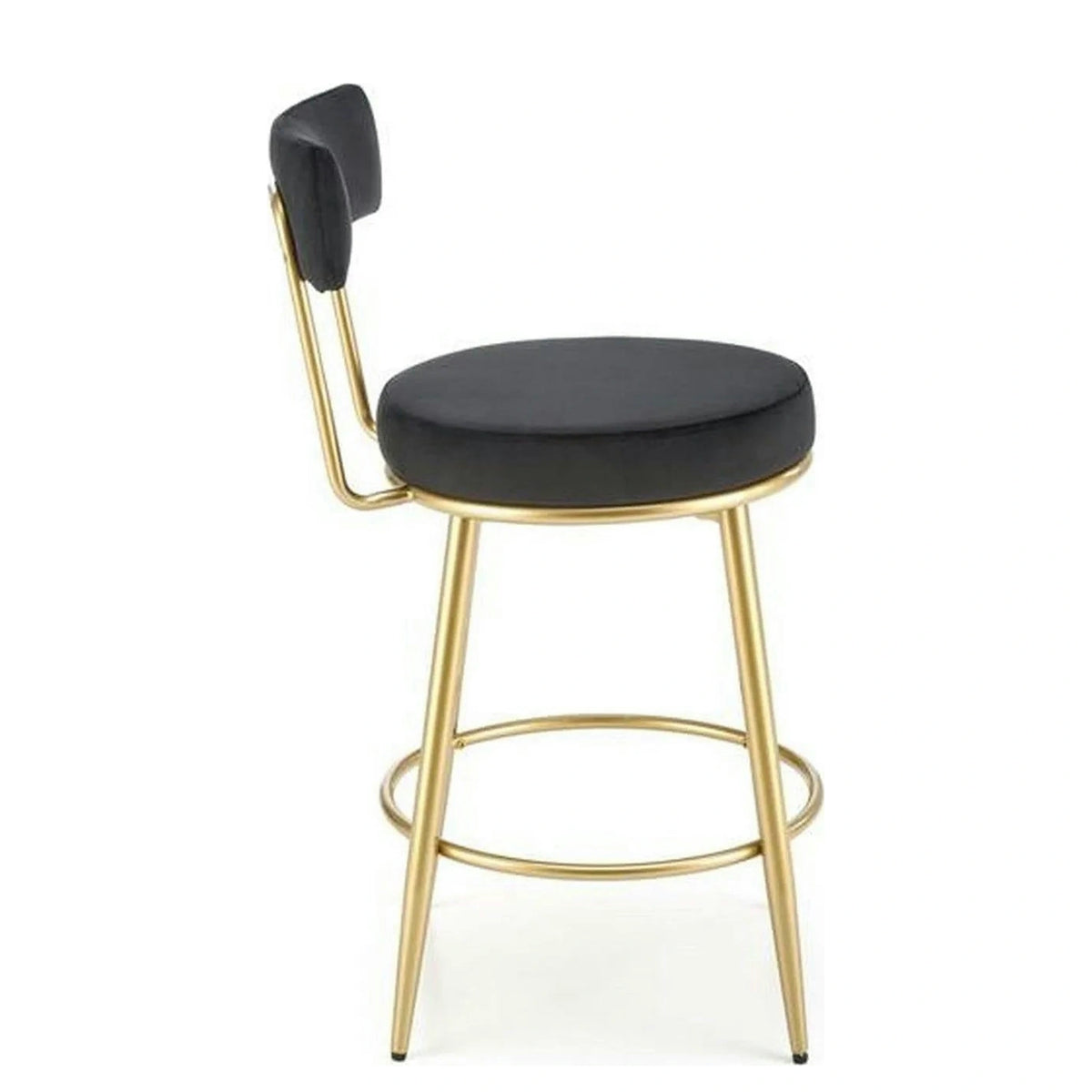 Scaun bar H115, negru/auriu, stofa catifelata/otel, 45x54x90 cm