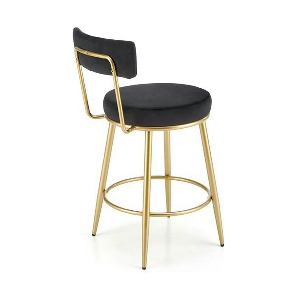 Scaun bar H115, negru/auriu, stofa catifelata/otel, 45x54x90 cm