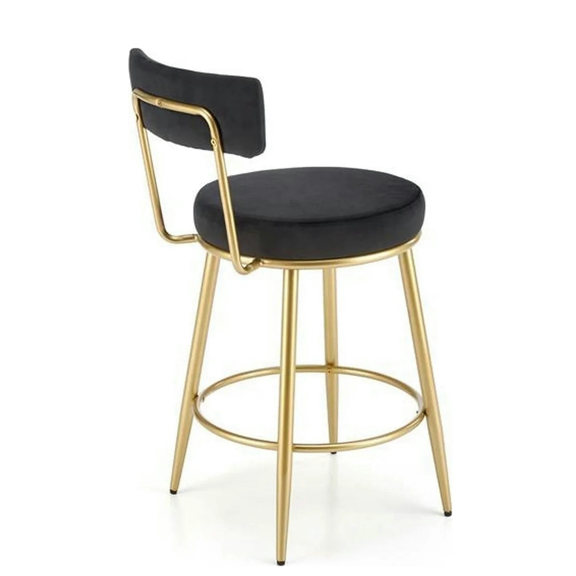 Scaun bar H115, negru/auriu, stofa catifelata/otel, 45x54x90 cm