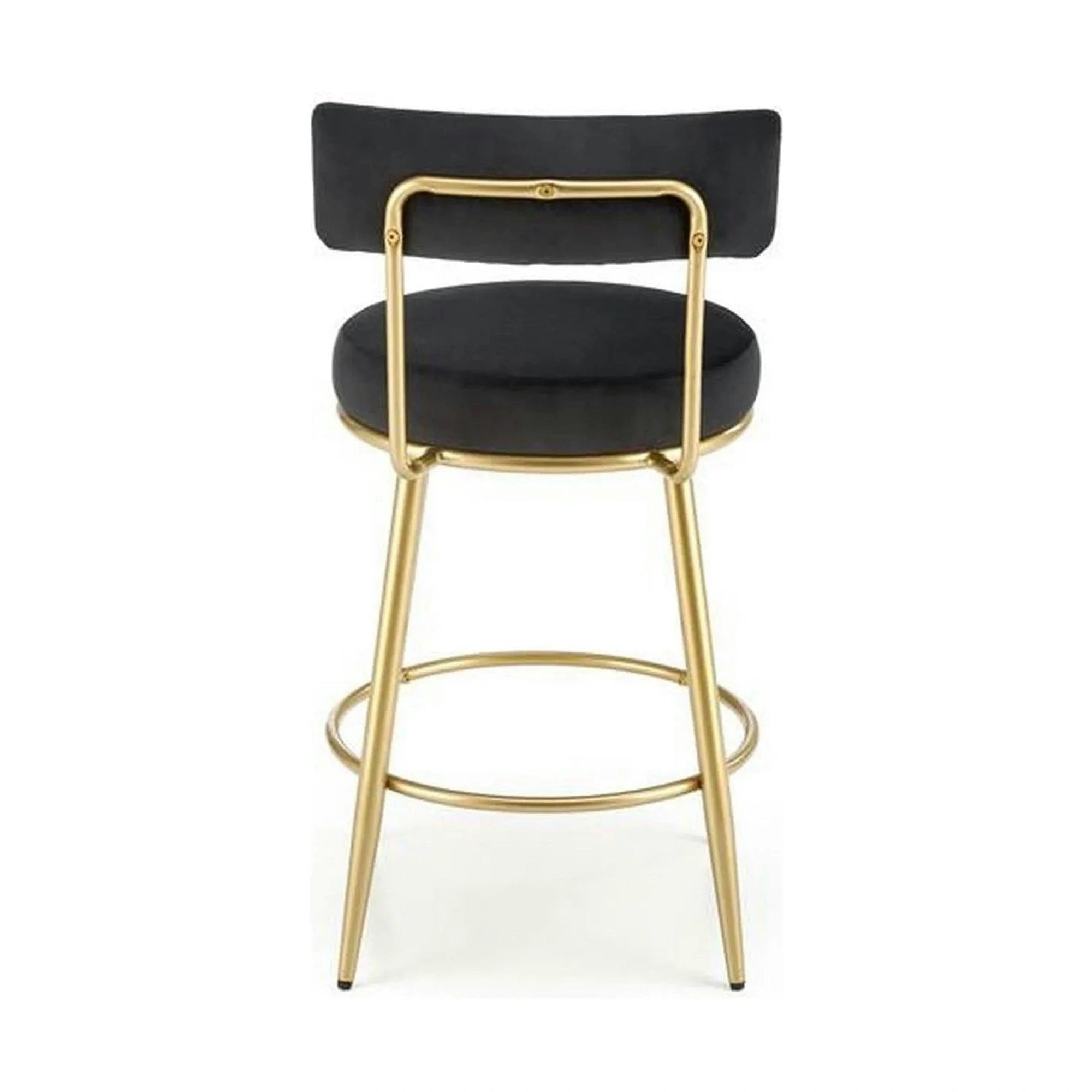 Scaun bar H115, negru/auriu, stofa catifelata/otel, 45x54x90 cm