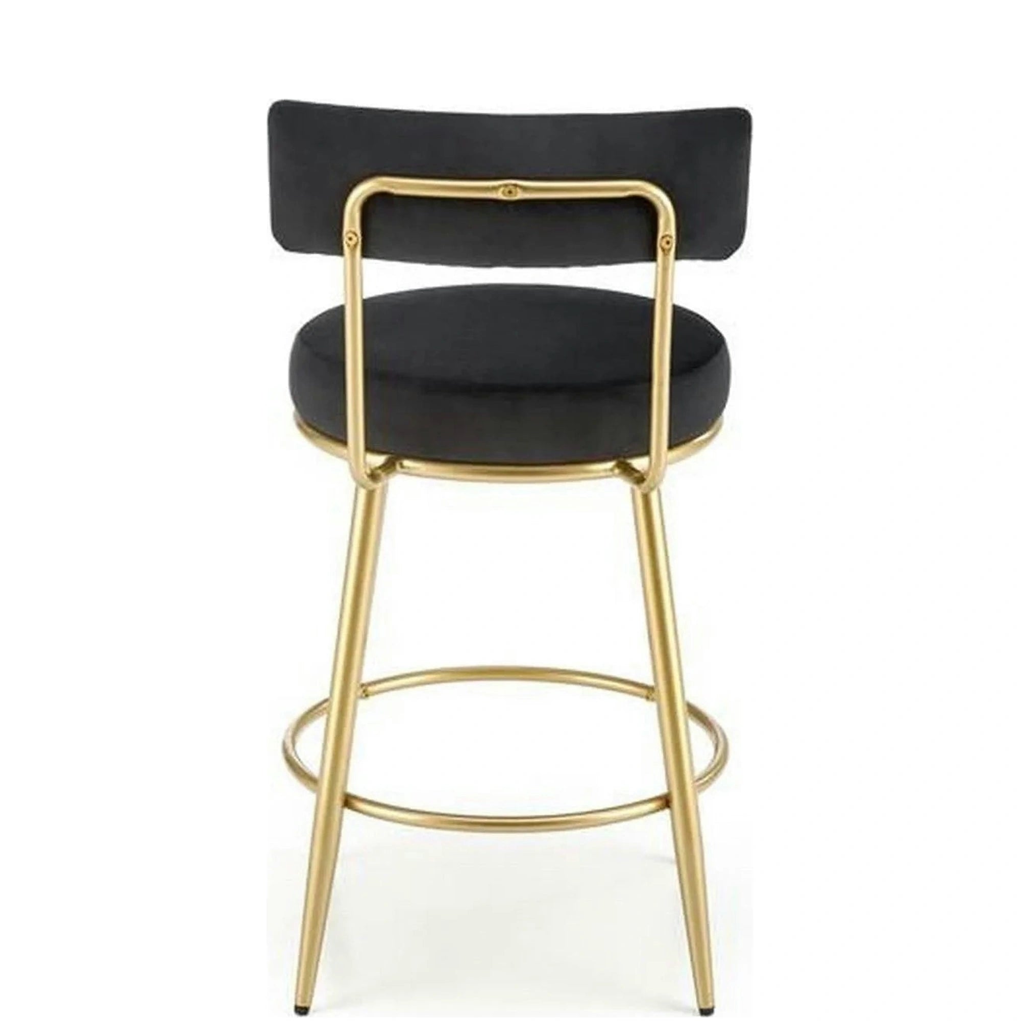 Scaun bar H115, negru/auriu, stofa catifelata/otel, 45x54x90 cm