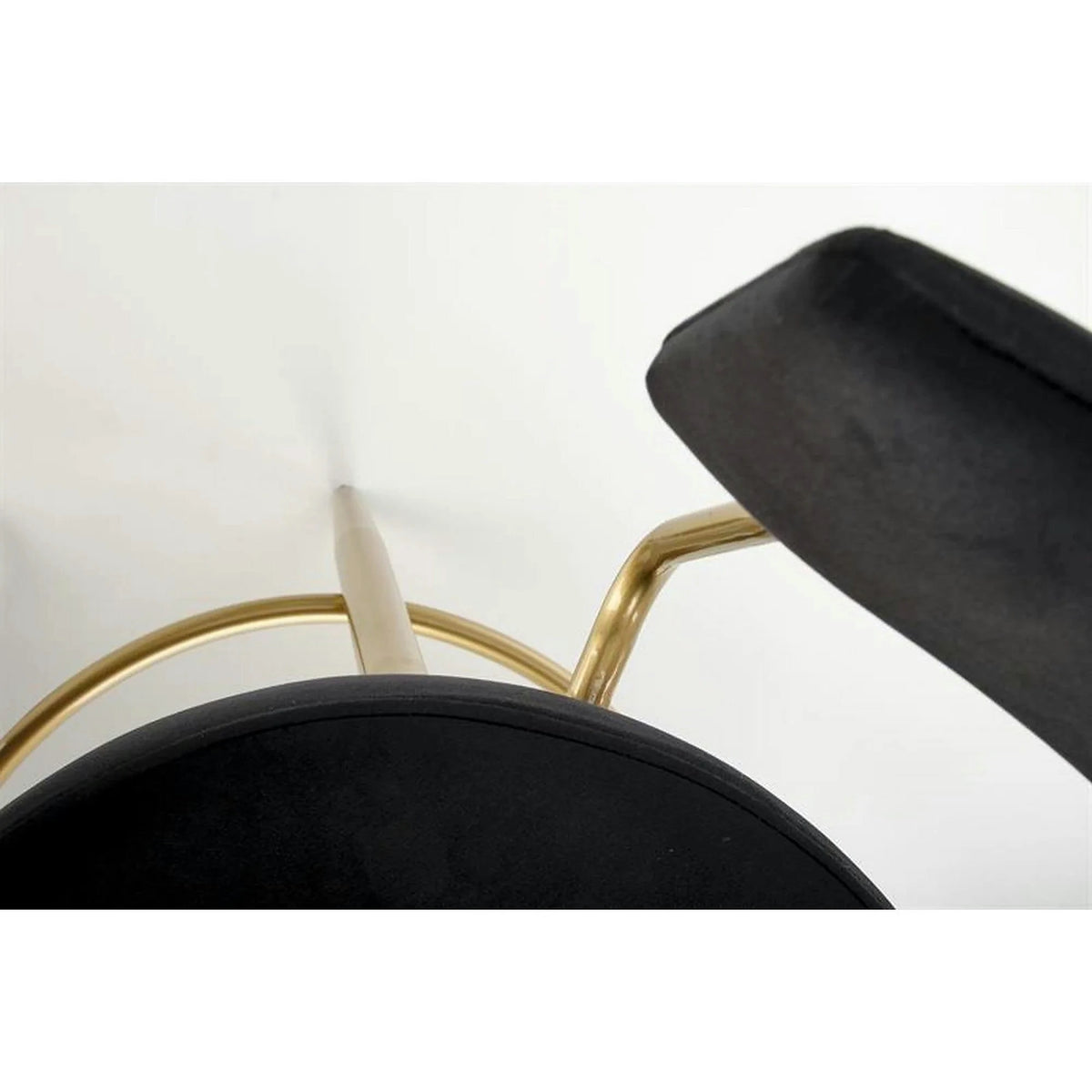 Scaun bar H115, negru/auriu, stofa catifelata/otel, 45x54x90 cm