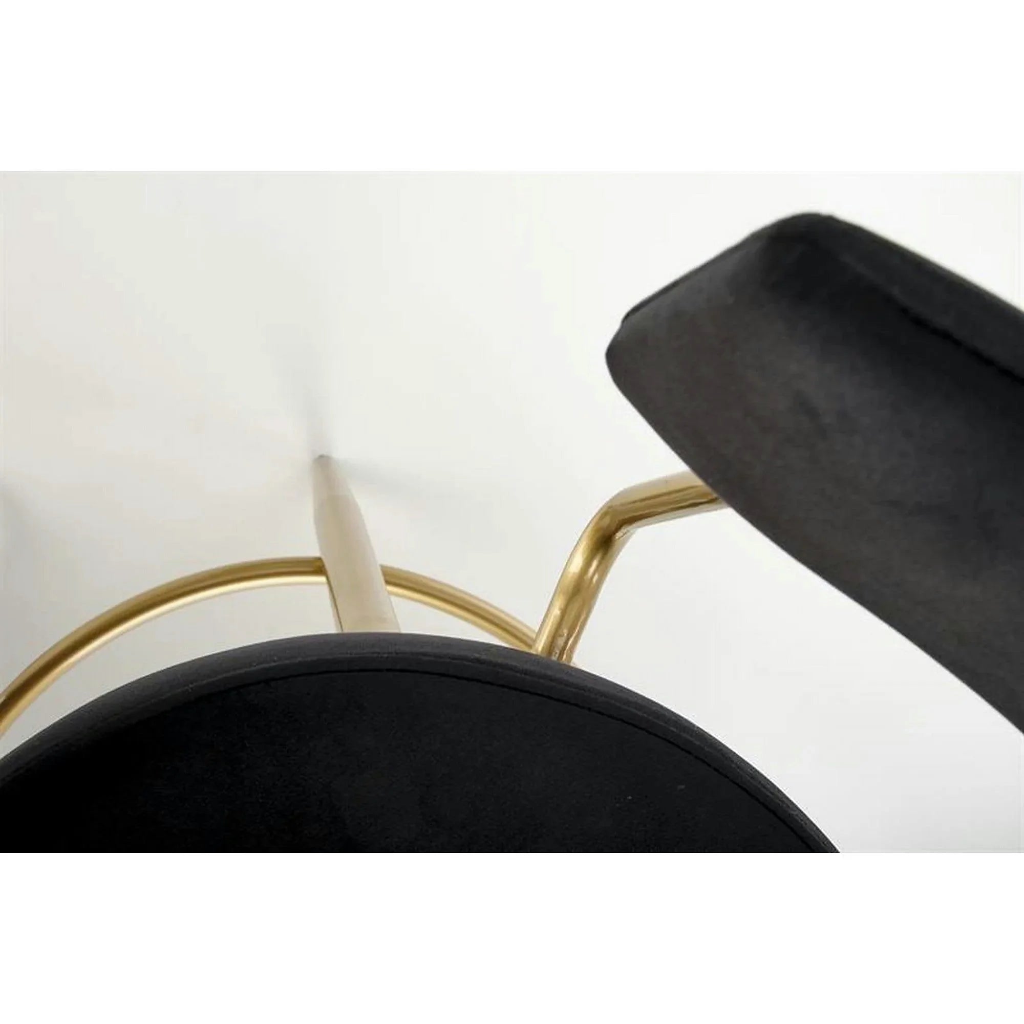 Scaun bar H115, negru/auriu, stofa catifelata/otel, 45x54x90 cm