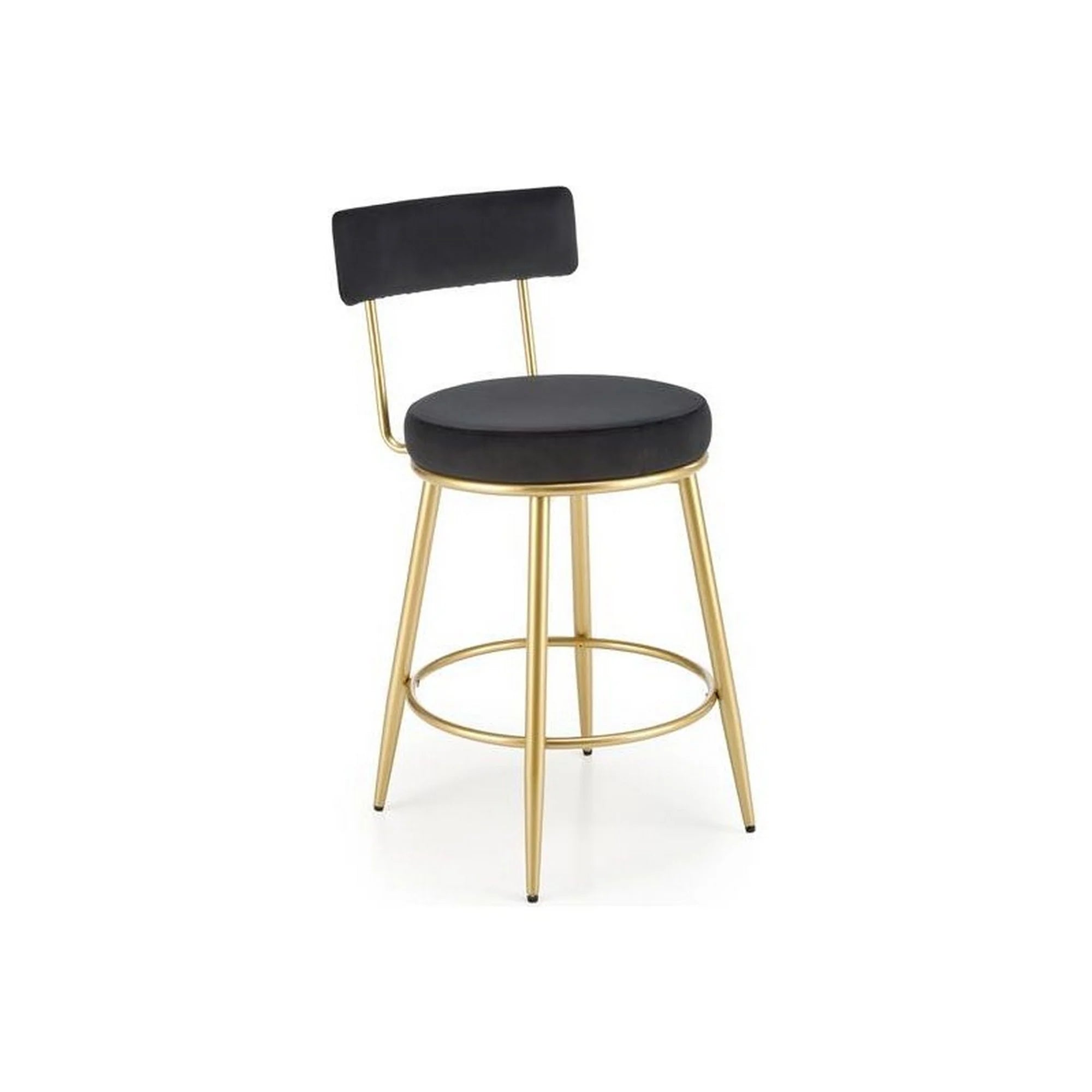 Scaun bar H115, negru/auriu, stofa catifelata/otel, 45x54x90 cm
