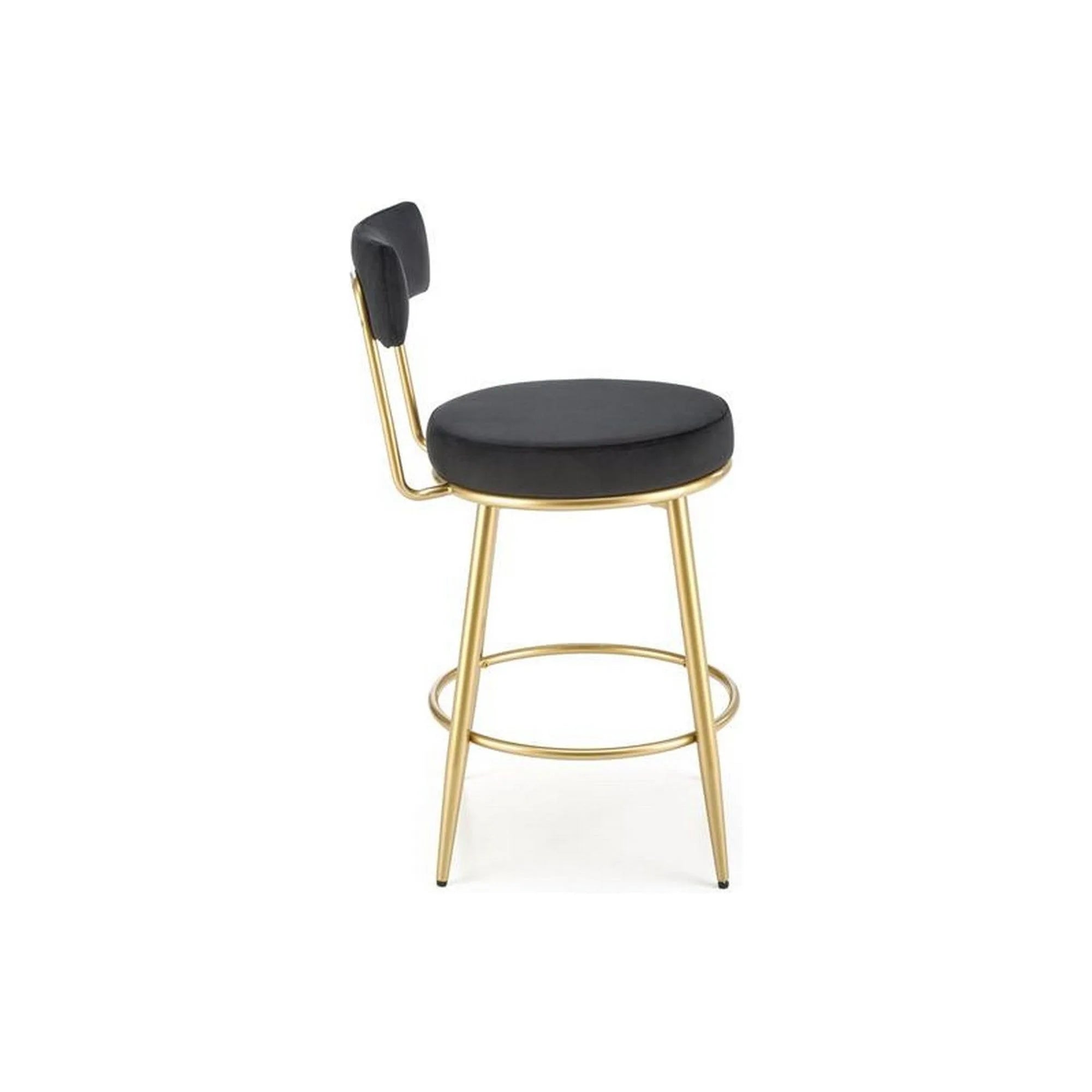 Scaun bar H115, negru/auriu, stofa catifelata/otel, 45x54x90 cm