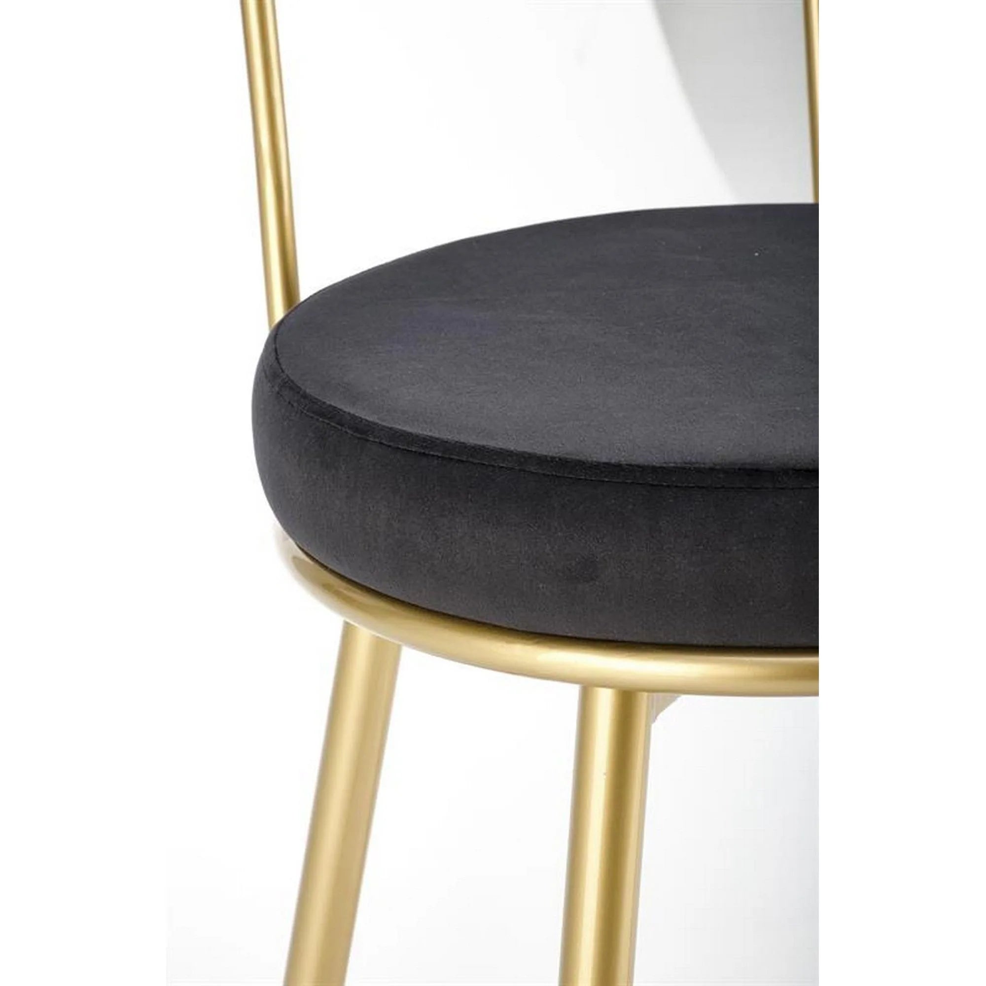 Scaun bar H115, negru/auriu, stofa catifelata/otel, 45x54x90 cm