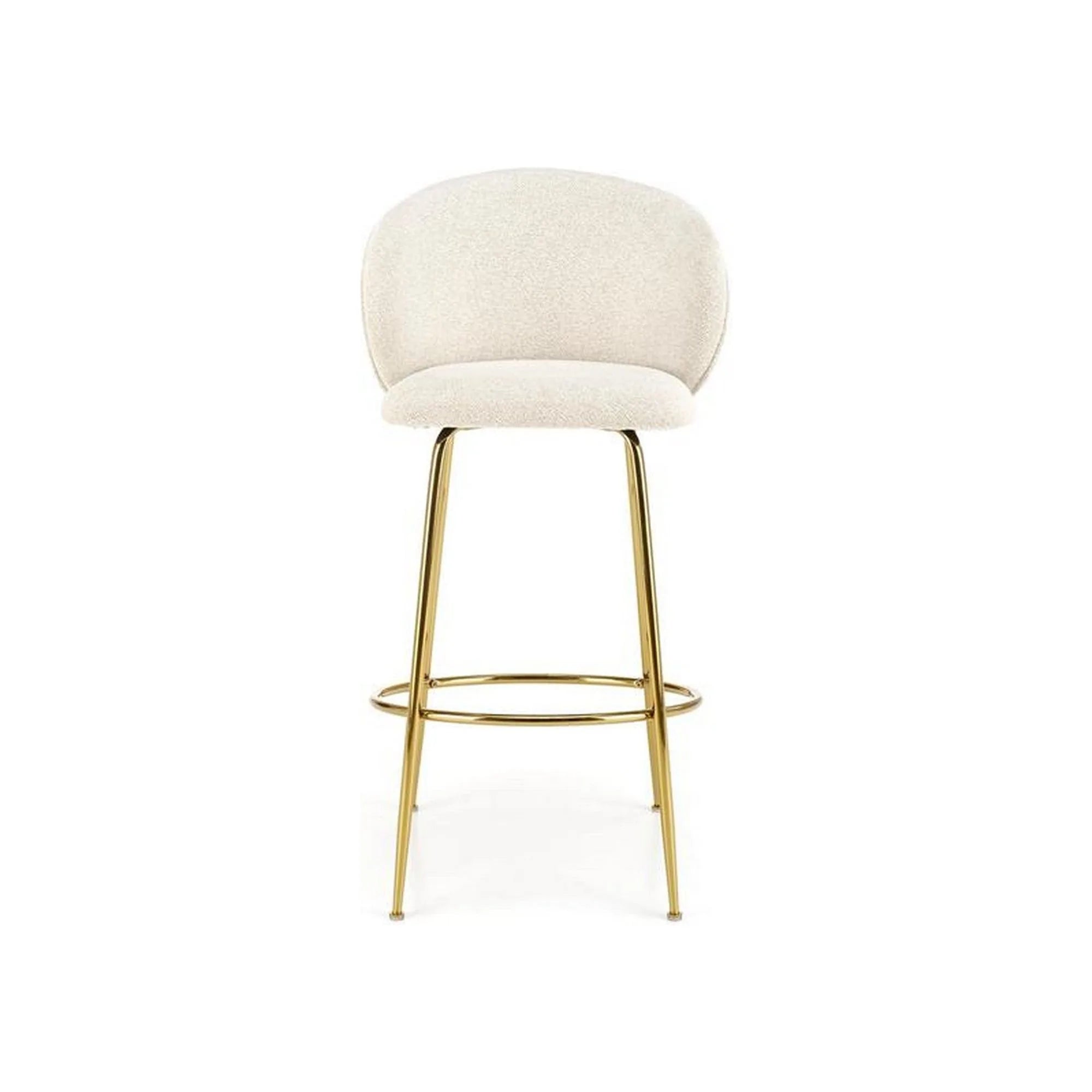 Scaun bar H116, crem/auriu, stofa bucle/otel, 50x59x101 cm