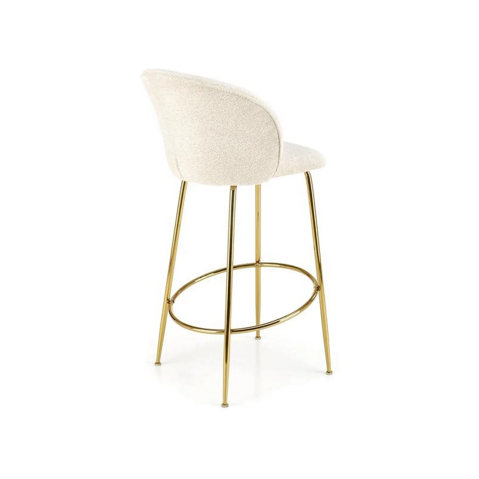 Scaun bar H116, crem/auriu, stofa bucle/otel, 50x59x101 cm