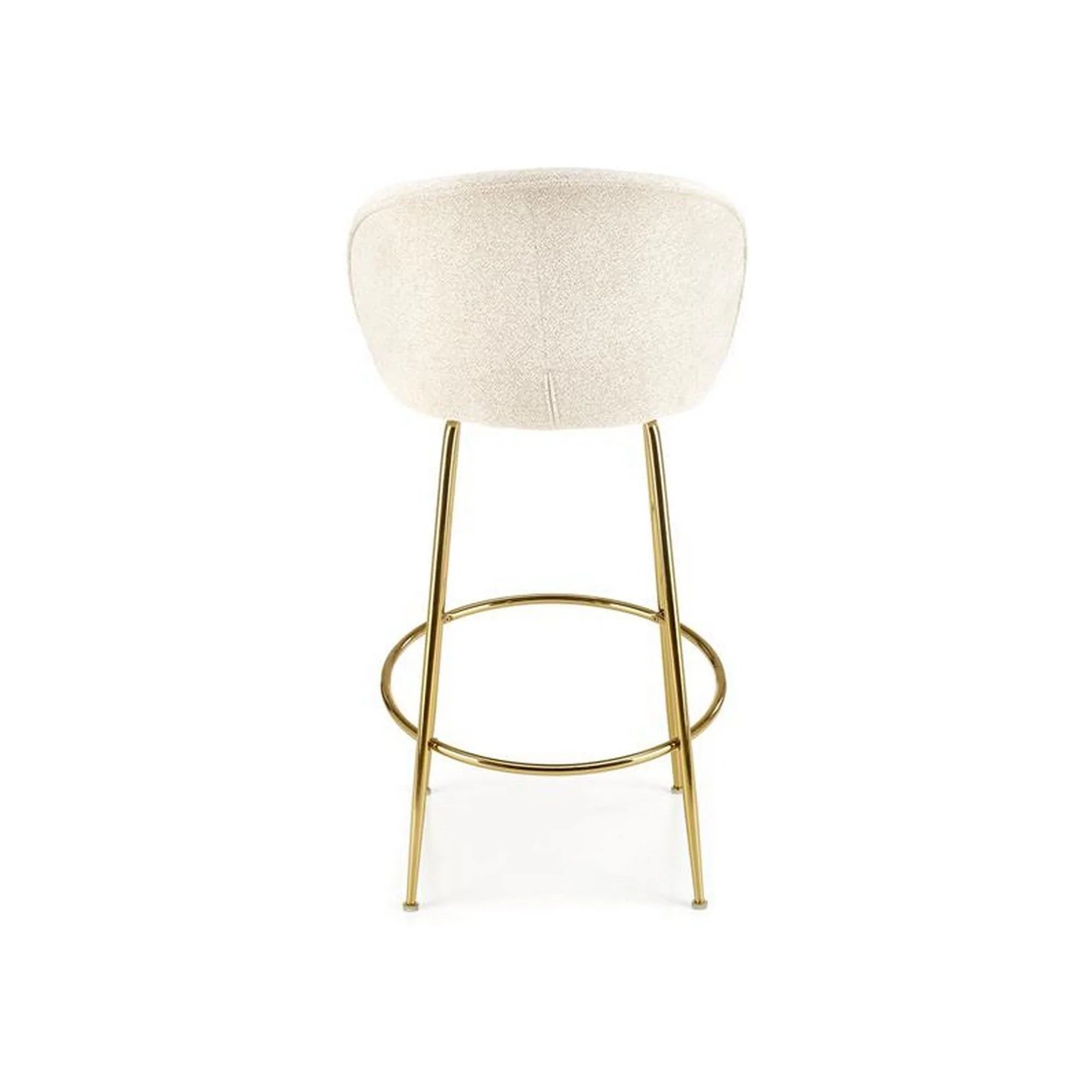 Scaun bar H116, crem/auriu, stofa bucle/otel, 50x59x101 cm
