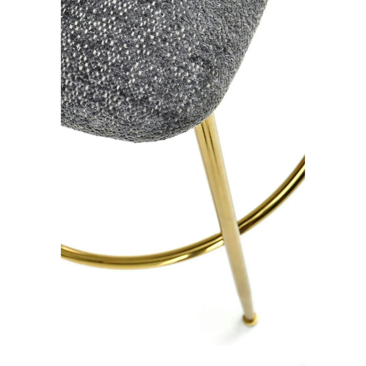 Scaun bar H116, gri/auriu, stofa bucle/otel, 50x59x101 cm
