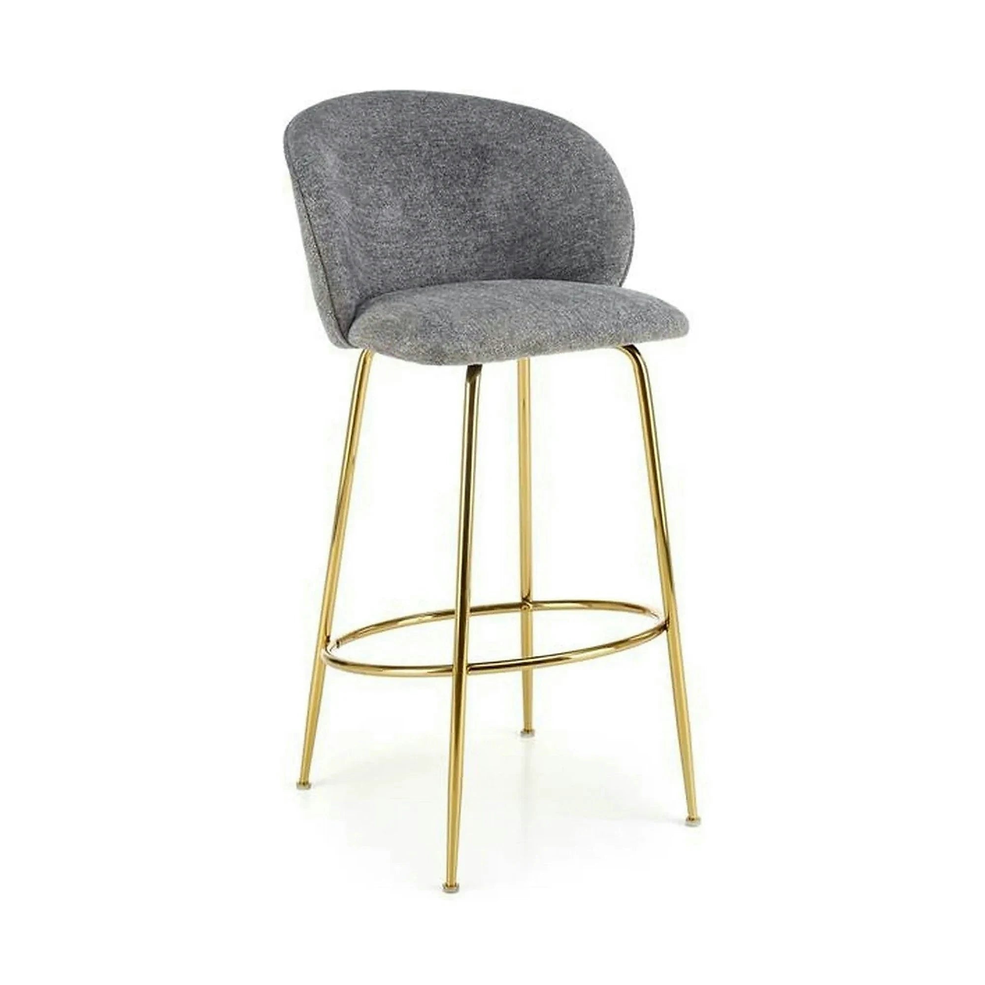 Scaun bar H116, gri/auriu, stofa bucle/otel, 50x59x101 cm