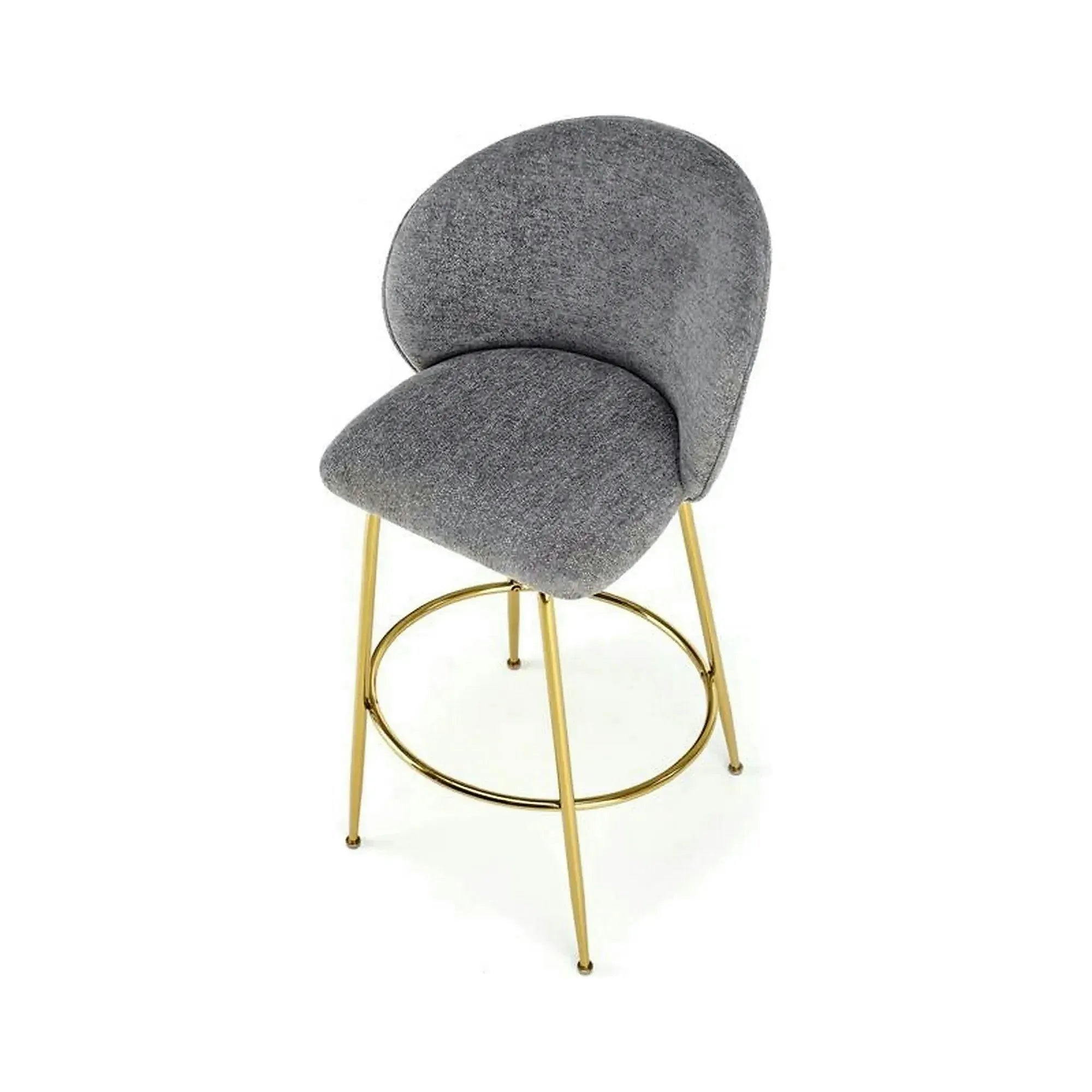 Scaun bar H116, gri/auriu, stofa bucle/otel, 50x59x101 cm